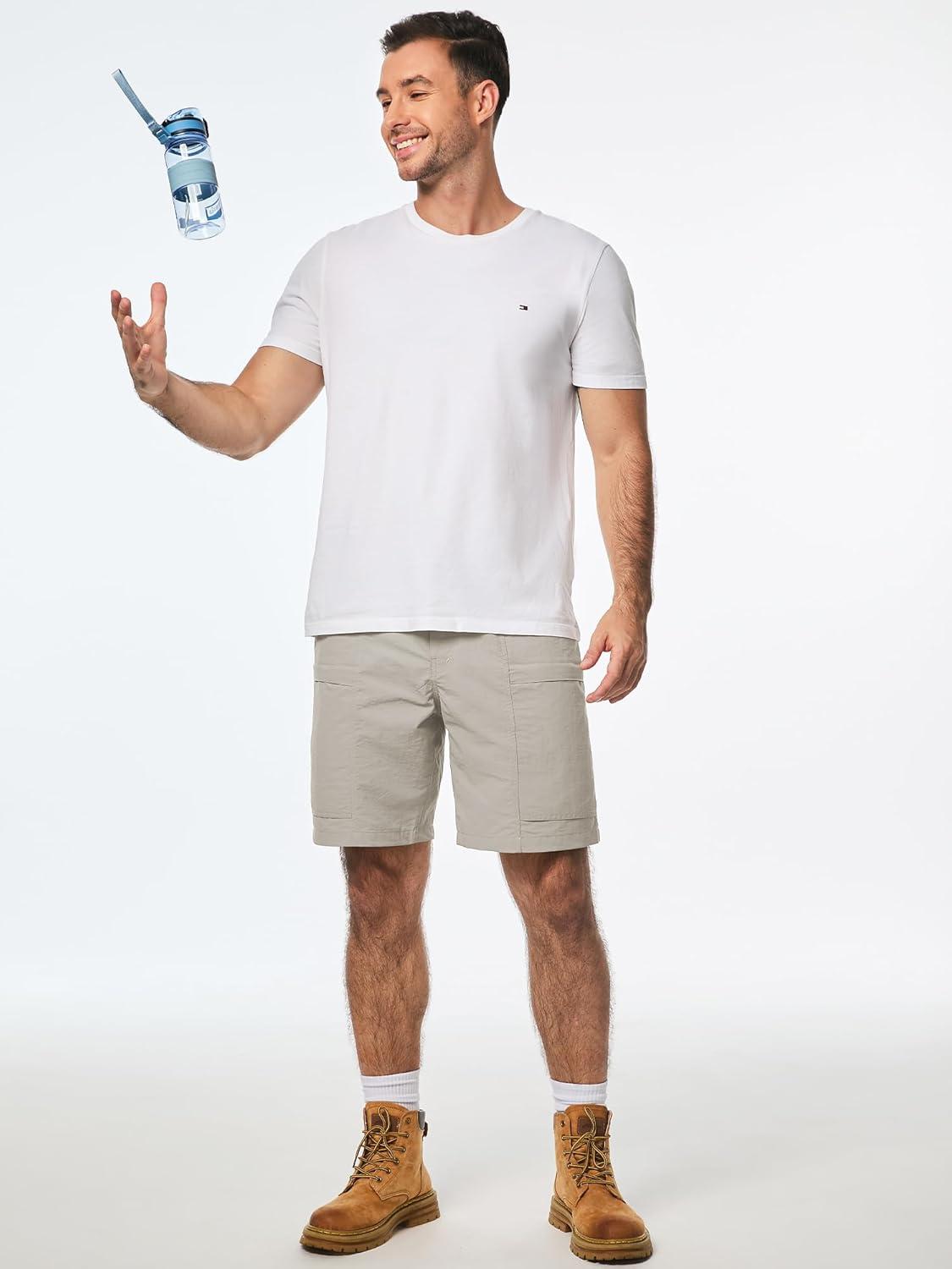 imageJMIERR Mens Hiking Cargo Shorts Casual Stretch Water Resistant QuickDry Lightweight Shorts Mens Golf Shorts with 5 PocketsApricot