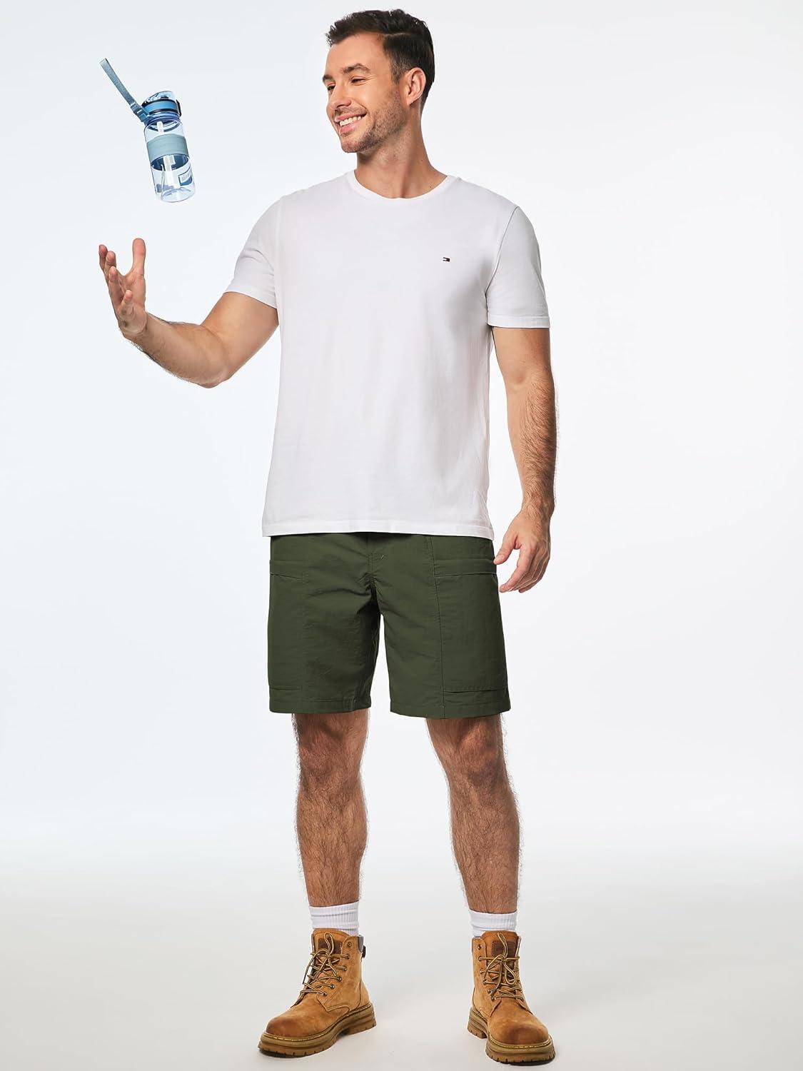 imageJMIERR Mens Hiking Cargo Shorts Casual Stretch Water Resistant QuickDry Lightweight Shorts Mens Golf Shorts with 5 PocketsFour Leaf Clover