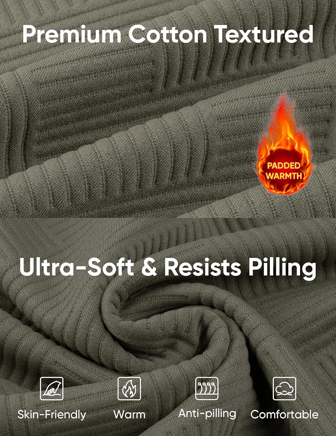 imageJMIERR Mens Hoodies Fall Casual Cotton Textured Long Sleeve Half Button Pullover Hooded SweatshirtsJungle Green