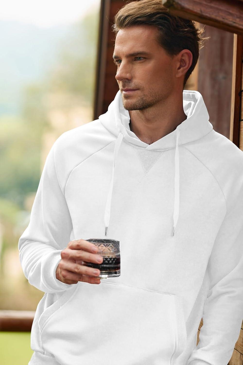 imageJMIERR Mens Hoodies Sweatshirt Casual Ribbed Vstitch Neckline Solid Drawstring Pullover Sweatshirts 2025 Fall FasionBurgundy