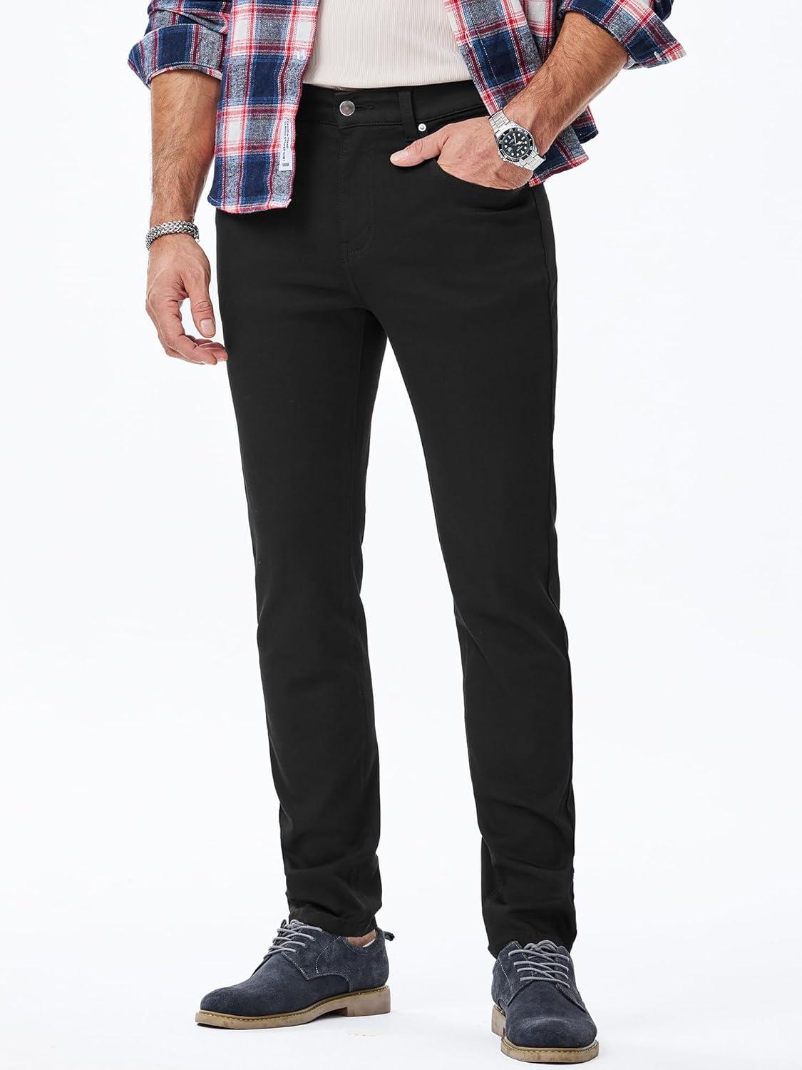 imageJMIERR Mens Jeans Regular Fit Straight Stretch Classic Casual Denim PantsBlack