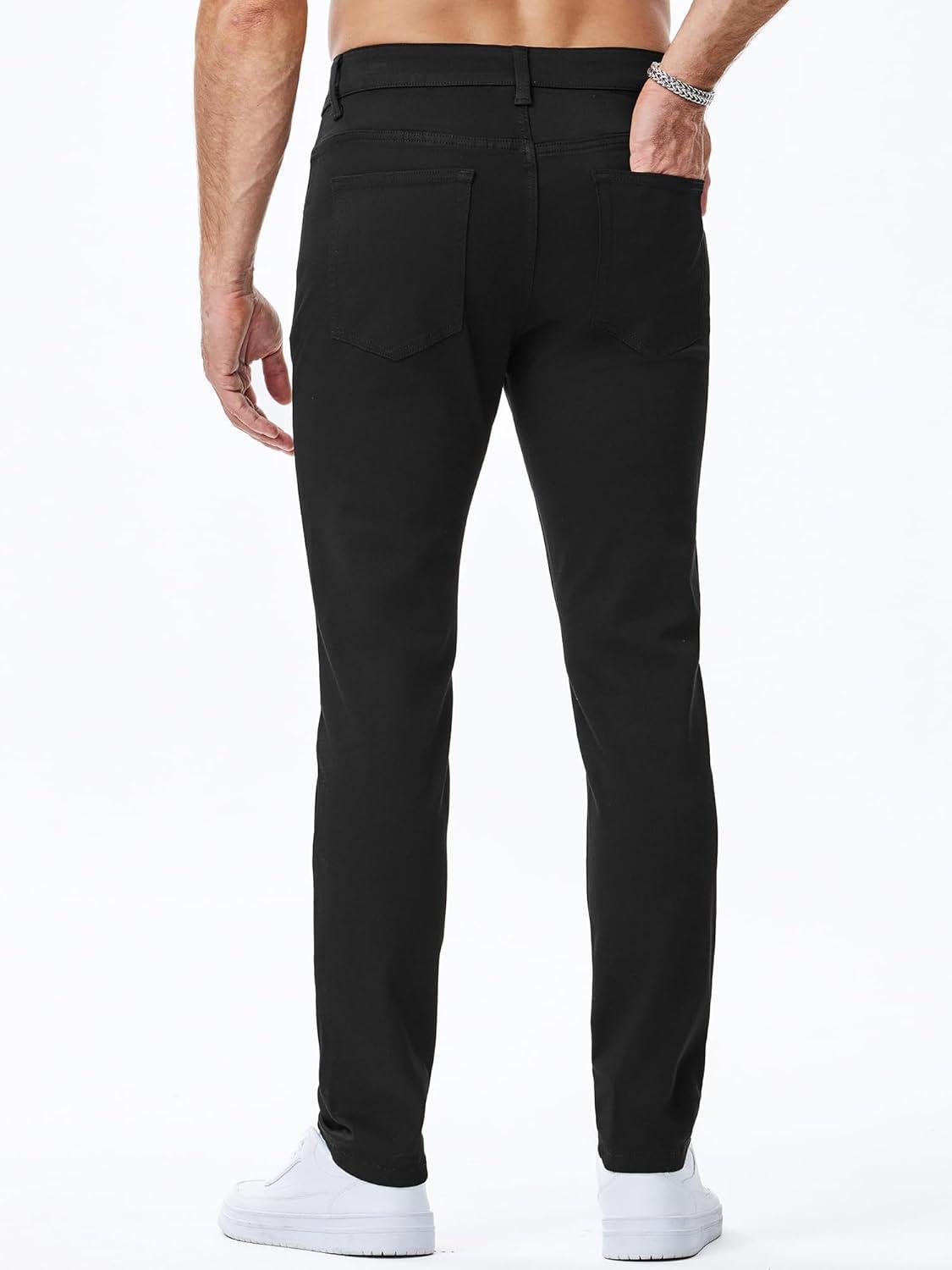 imageJMIERR Mens Jeans Regular Fit Straight Stretch Classic Casual Denim PantsBlack