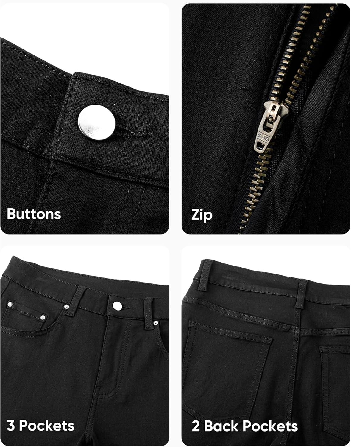 imageJMIERR Mens Jeans Regular Fit Straight Stretch Classic Casual Denim PantsBlack