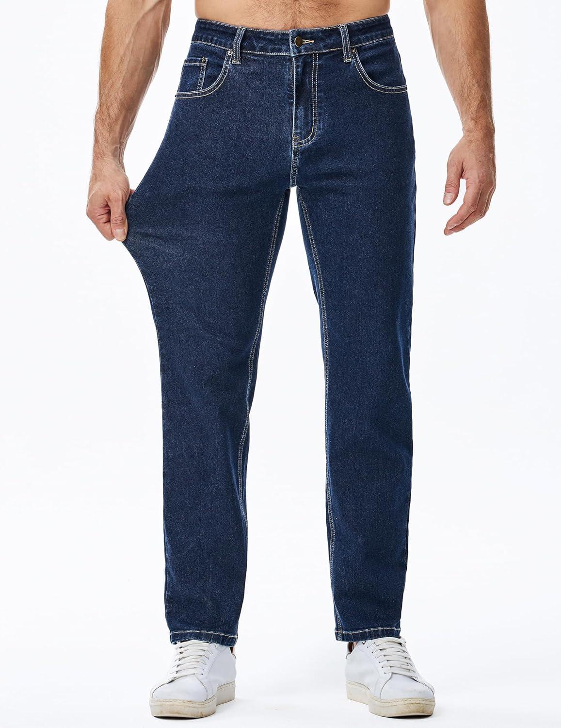 imageJMIERR Mens Jeans Regular Fit Straight Stretch Classic Casual Denim PantsDirty Blue