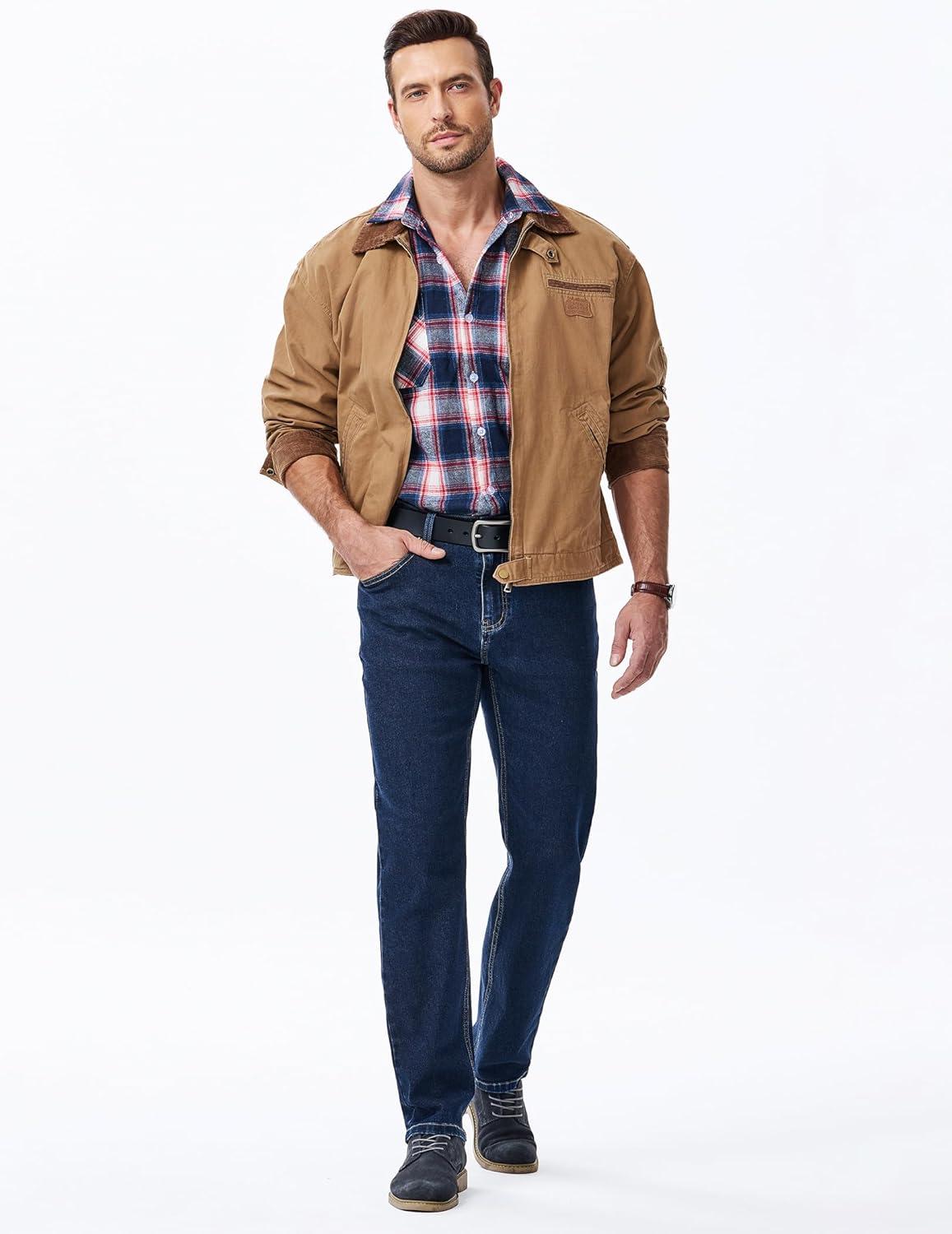 imageJMIERR Mens Jeans Regular Fit Straight Stretch Classic Casual Denim PantsDirty Blue