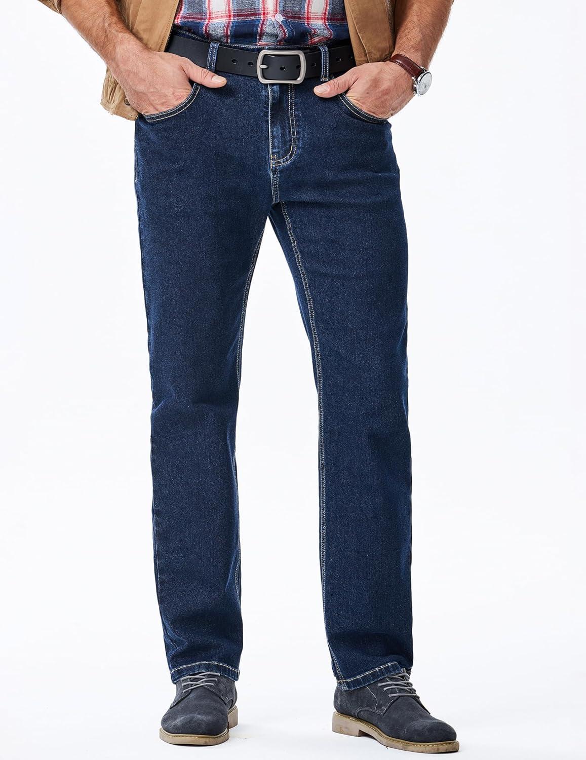 imageJMIERR Mens Jeans Regular Fit Straight Stretch Classic Casual Denim PantsDirty Blue