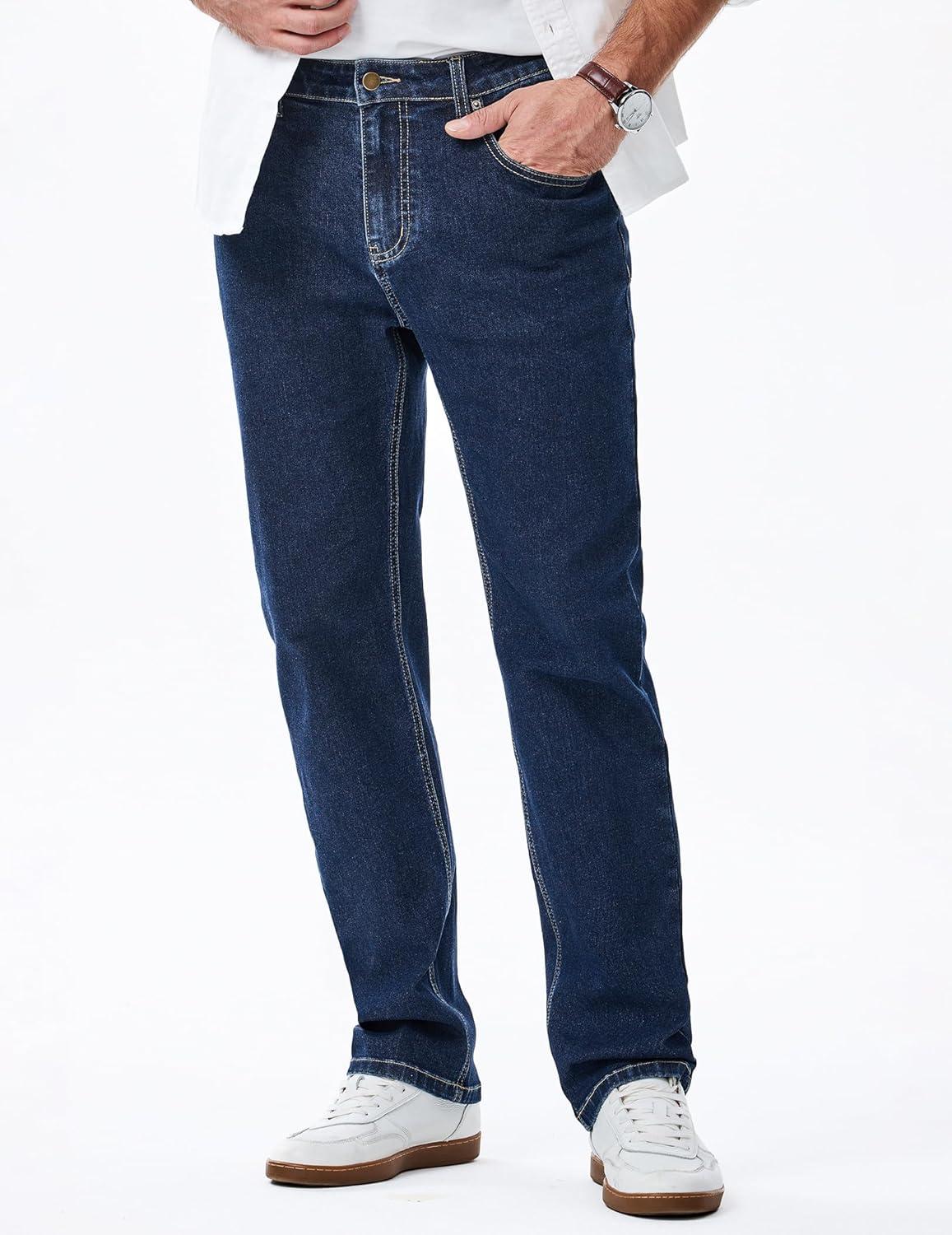 imageJMIERR Mens Jeans Regular Fit Straight Stretch Classic Casual Denim PantsDirty Blue