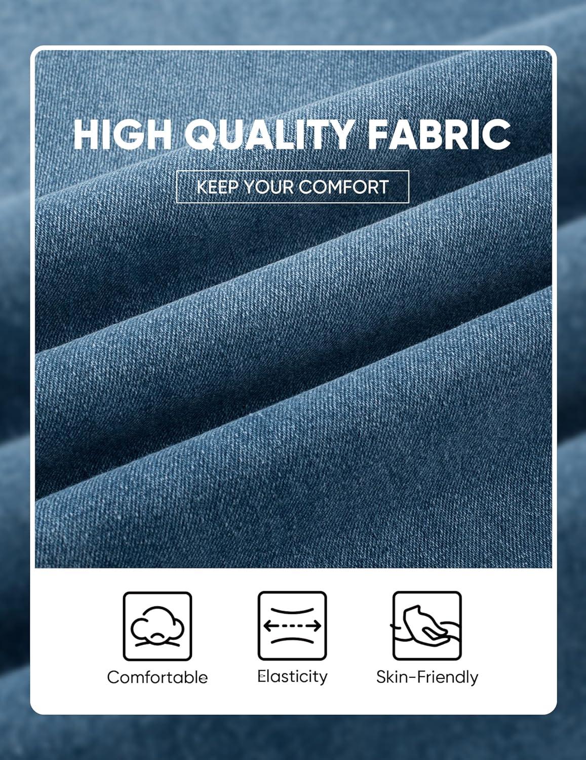 imageJMIERR Mens Jeans Regular Fit Straight Stretch Classic Casual Denim PantsDusk Blue