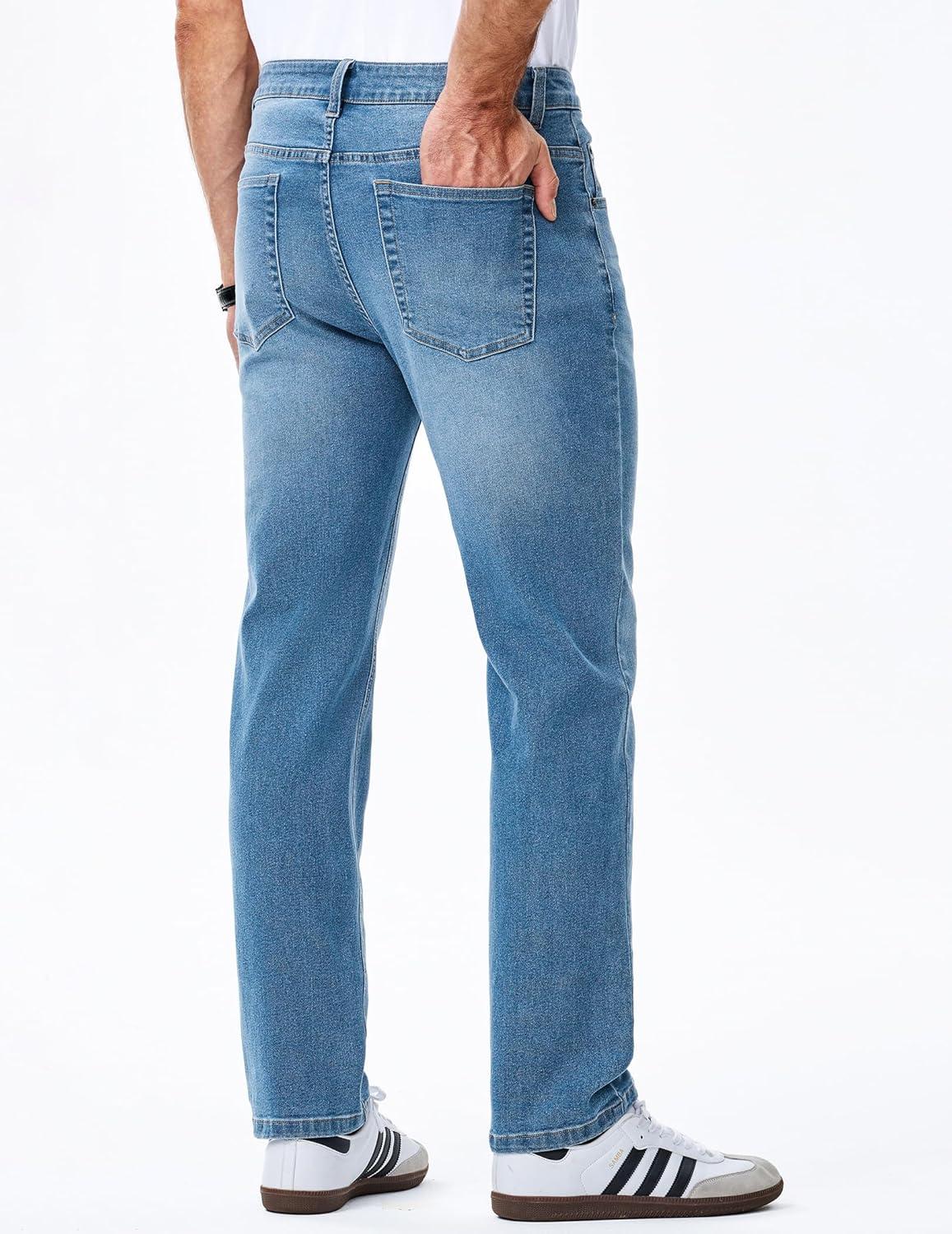 imageJMIERR Mens Jeans Regular Fit Straight Stretch Classic Casual Denim PantsDusk Blue