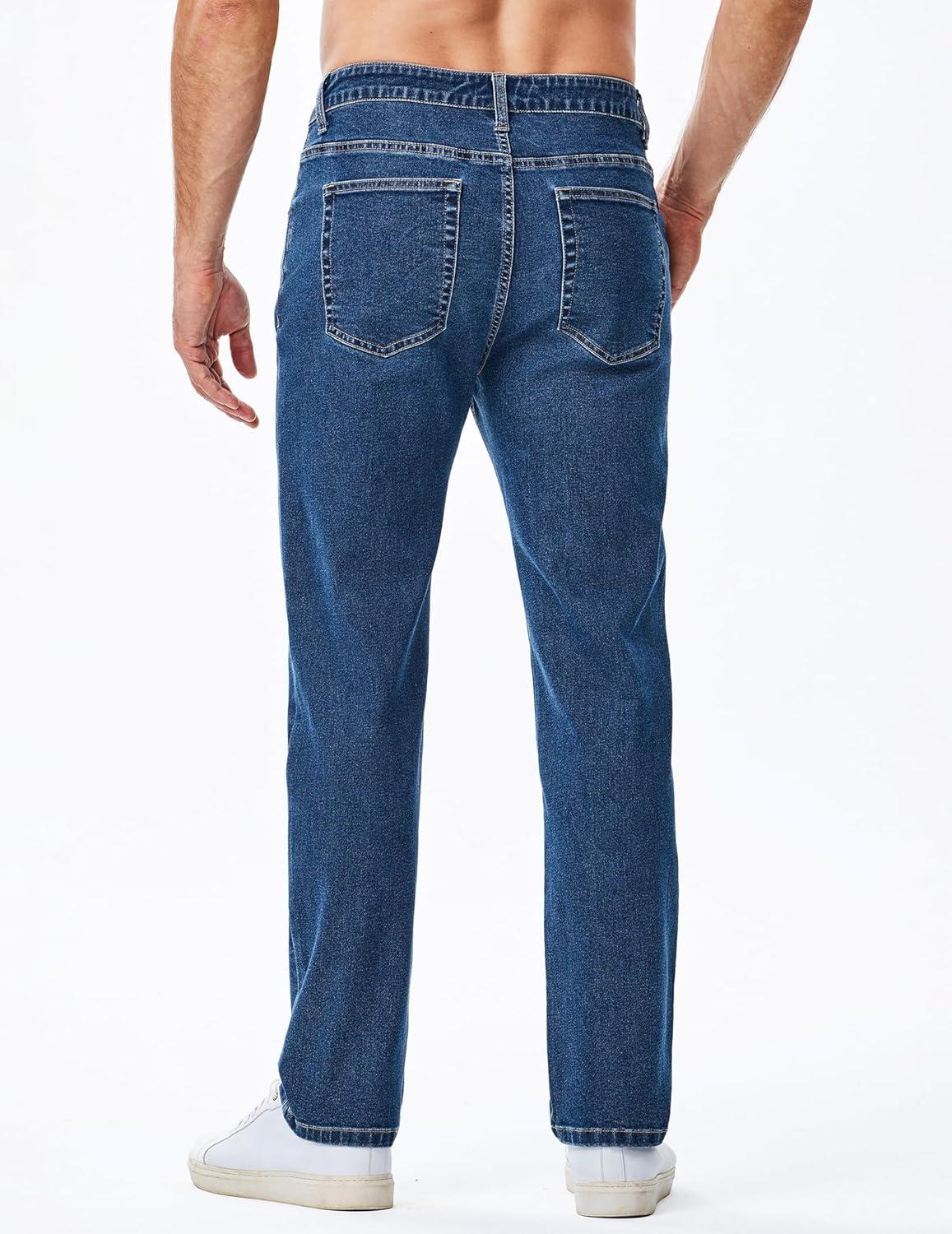 imageJMIERR Mens Jeans Regular Fit Straight Stretch Classic Casual Denim PantsNavy Blue