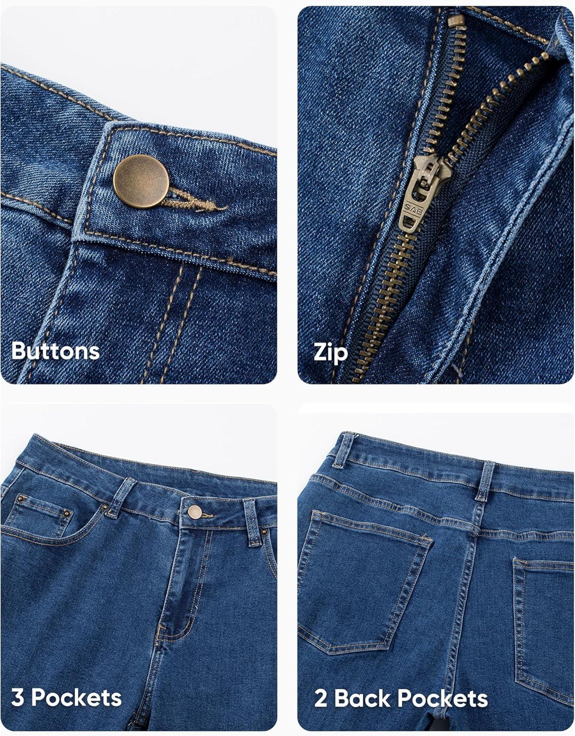 imageJMIERR Mens Jeans Regular Fit Straight Stretch Classic Casual Denim PantsNavy Blue