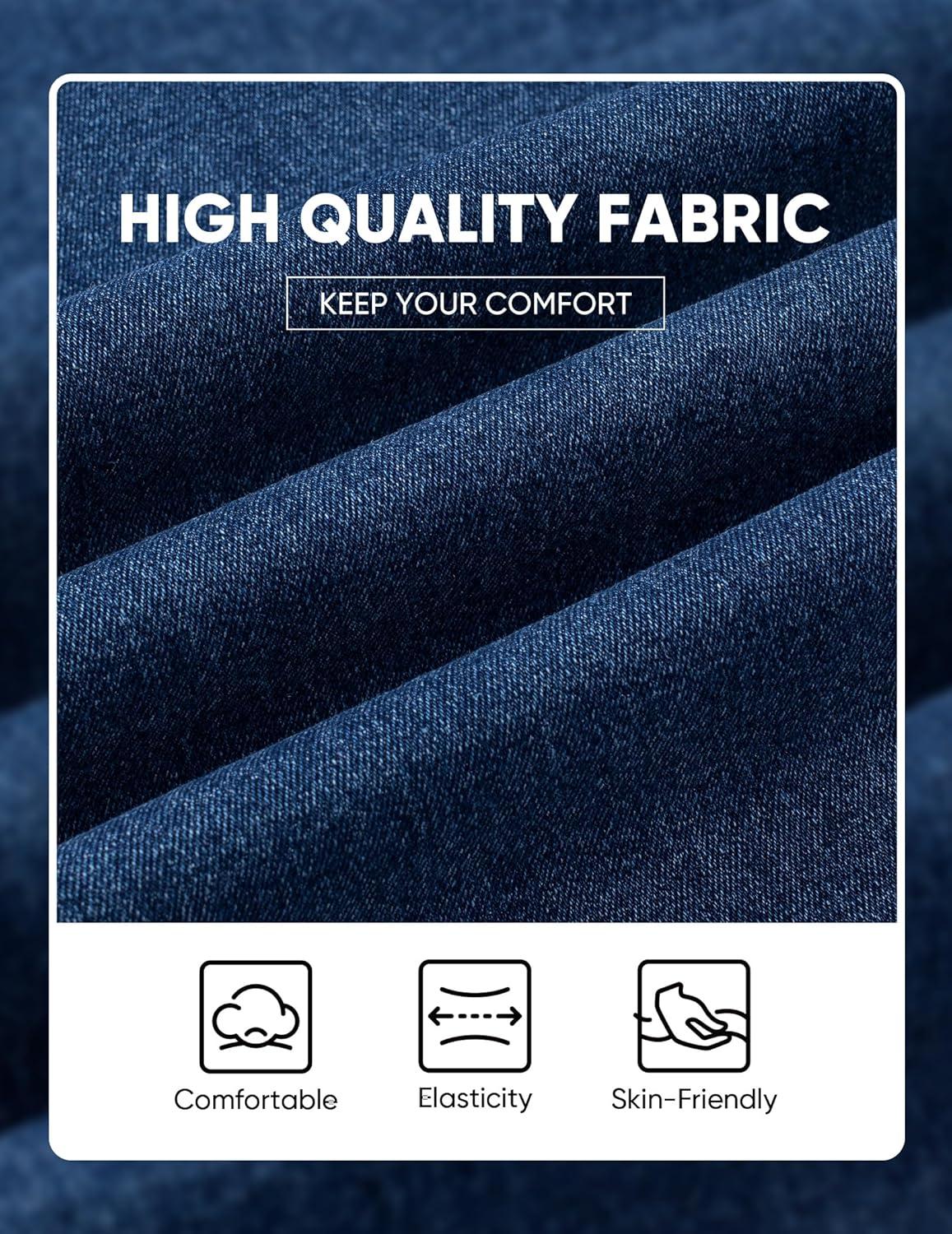 imageJMIERR Mens Jeans Regular Fit Straight Stretch Classic Casual Denim PantsNavy Blue