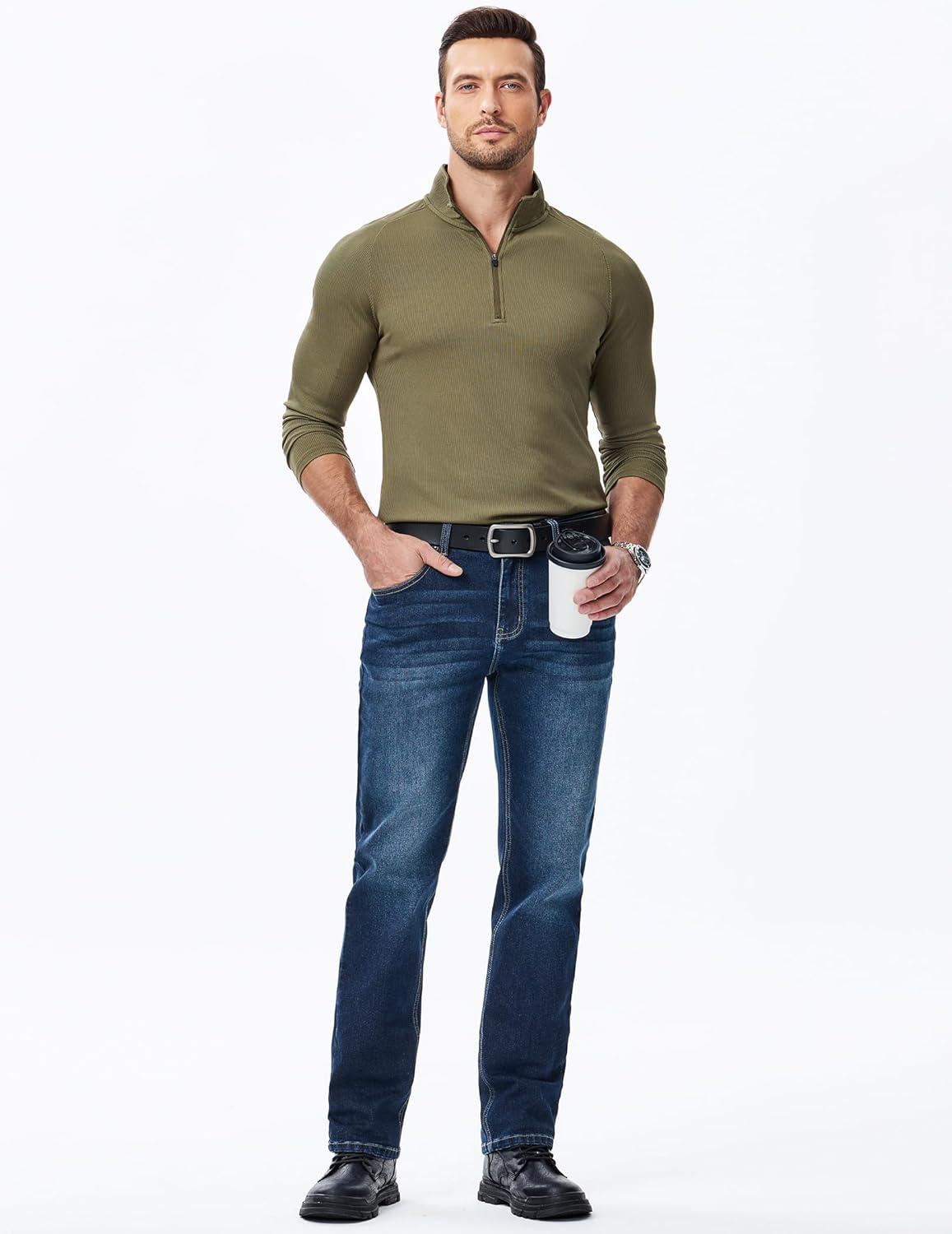 imageJMIERR Mens Jeans Regular Fit Straight Stretch Classic Casual Denim PantsSail Blue