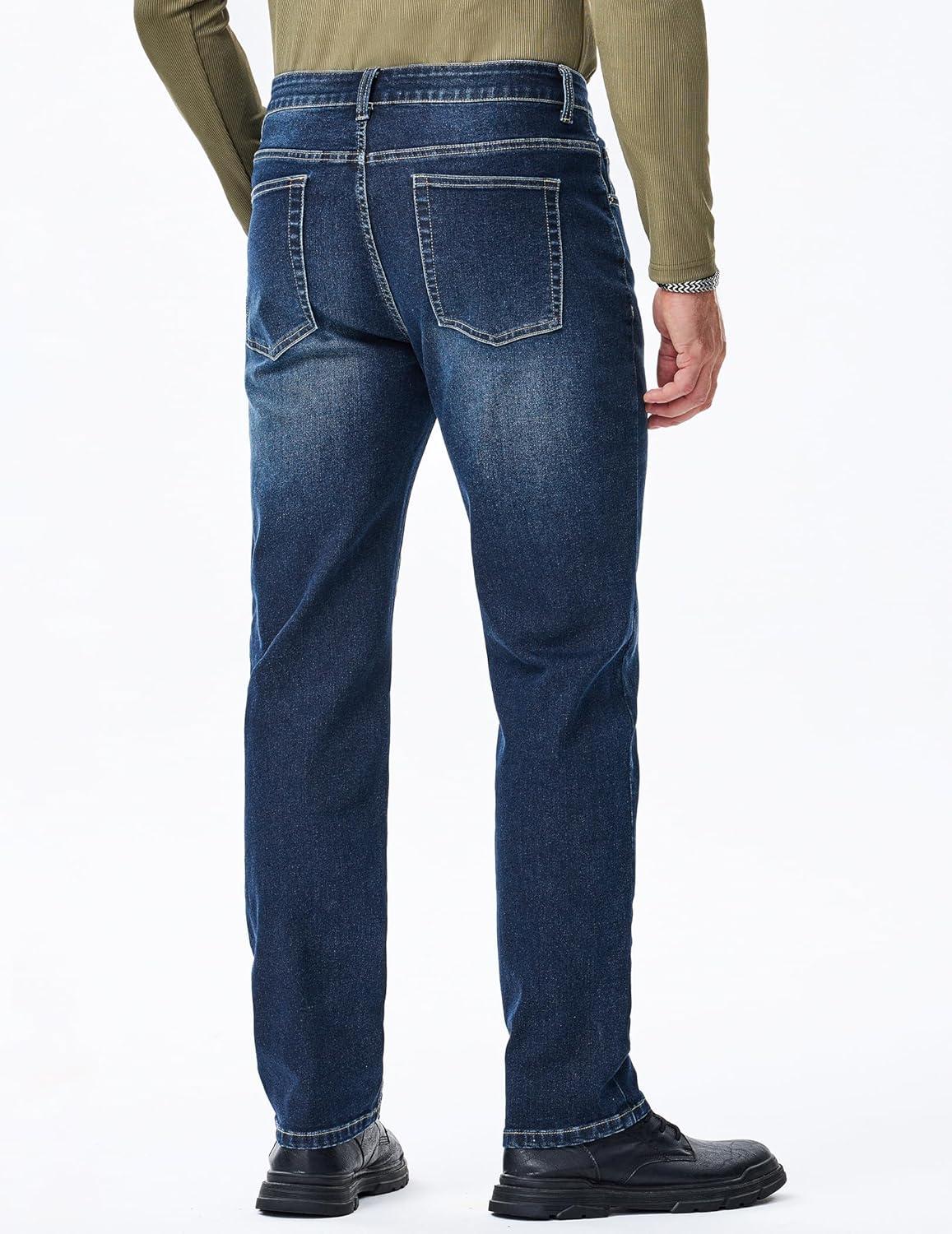 imageJMIERR Mens Jeans Regular Fit Straight Stretch Classic Casual Denim PantsSail Blue