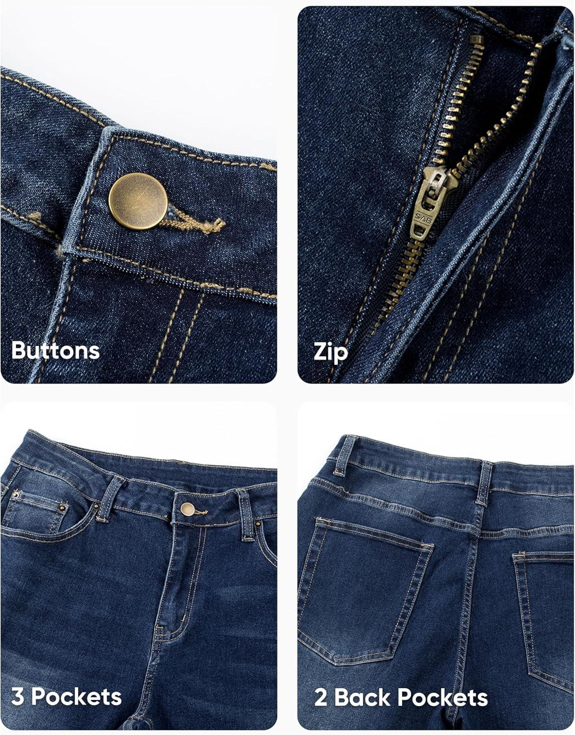 imageJMIERR Mens Jeans Regular Fit Straight Stretch Classic Casual Denim PantsSail Blue