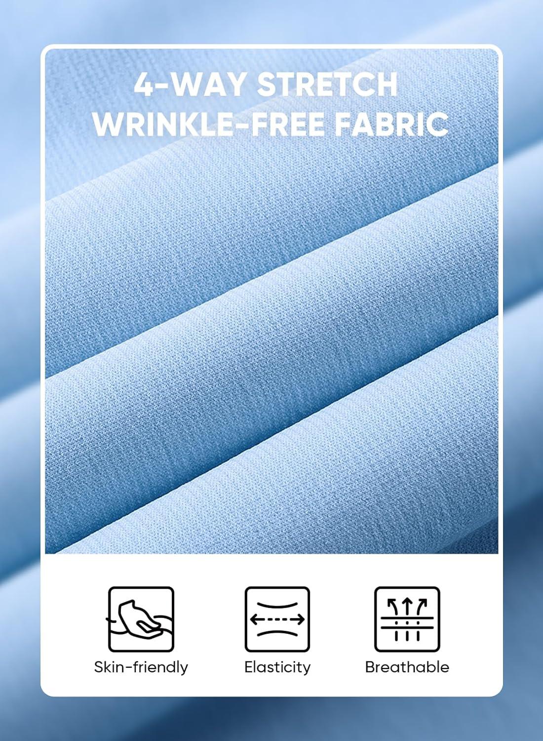 imageJMIERR Mens Muscle Fit Dress Shirts Summer Casual Button Down Short Sleeve High Stretch WrinkleFree ShirtA Blue