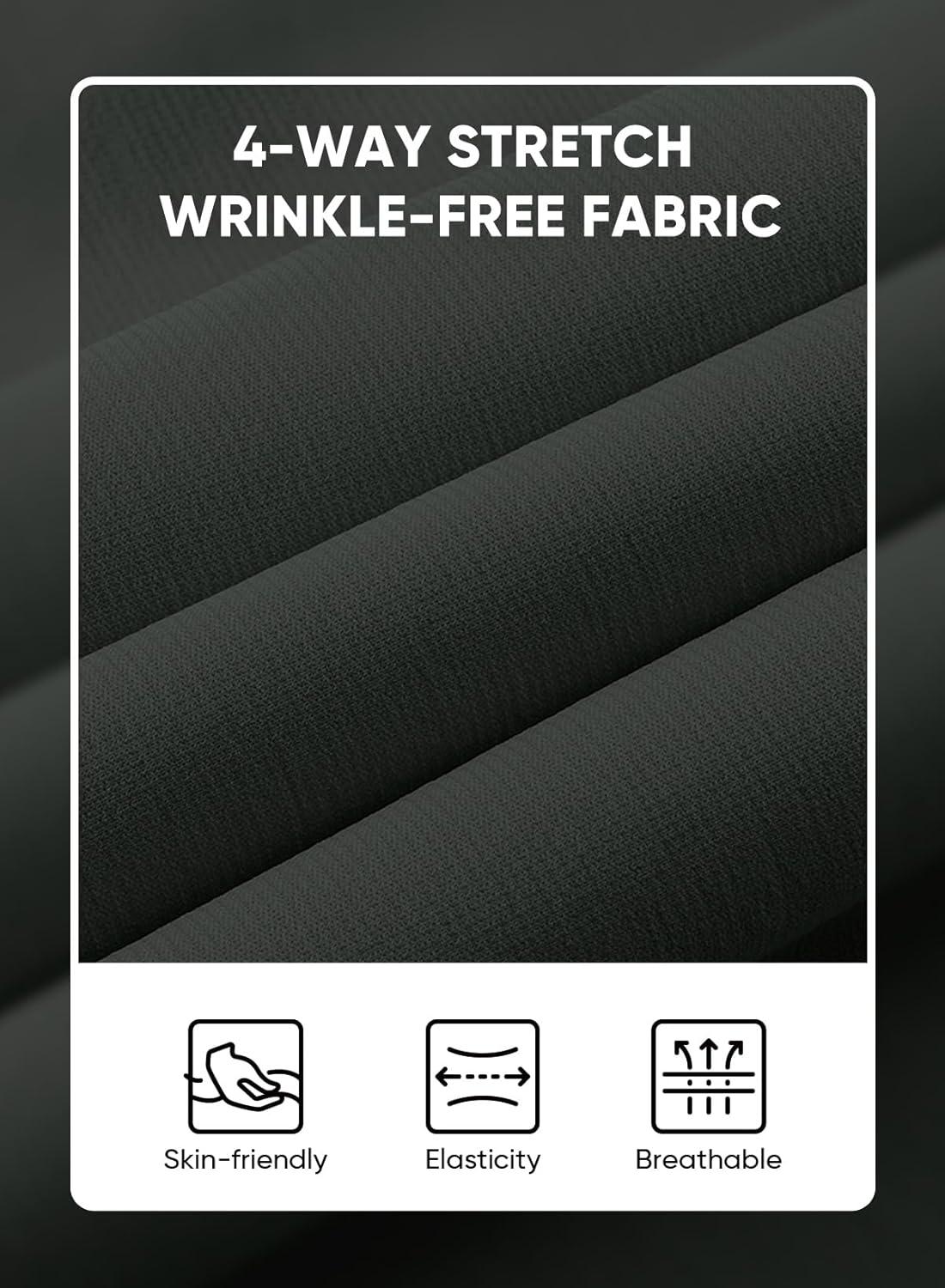 imageJMIERR Mens Muscle Fit Dress Shirts Summer Casual Button Down Short Sleeve High Stretch WrinkleFree ShirtA Dark Grey