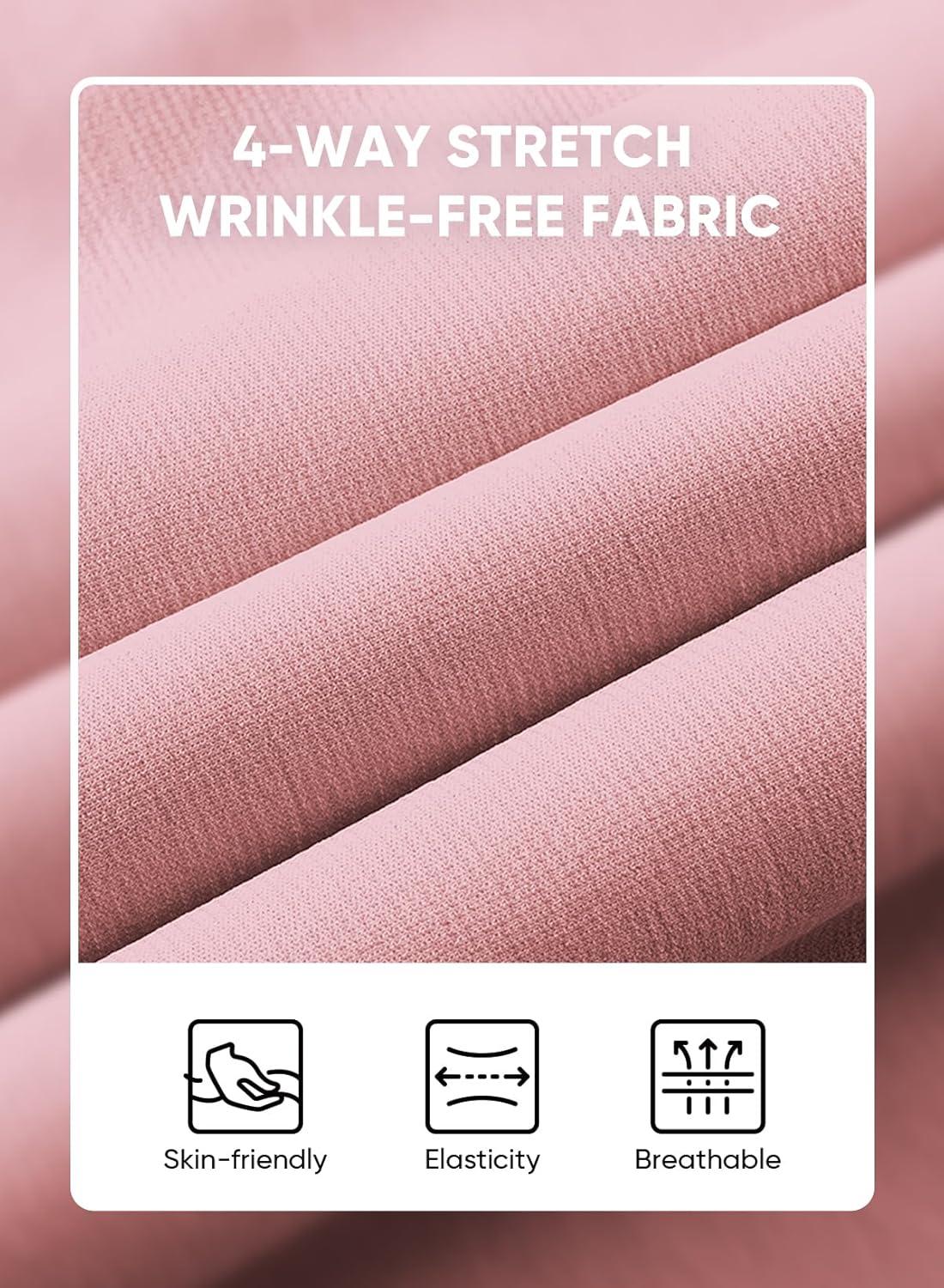 imageJMIERR Mens Muscle Fit Dress Shirts Summer Casual Button Down Short Sleeve High Stretch WrinkleFree ShirtC Pink