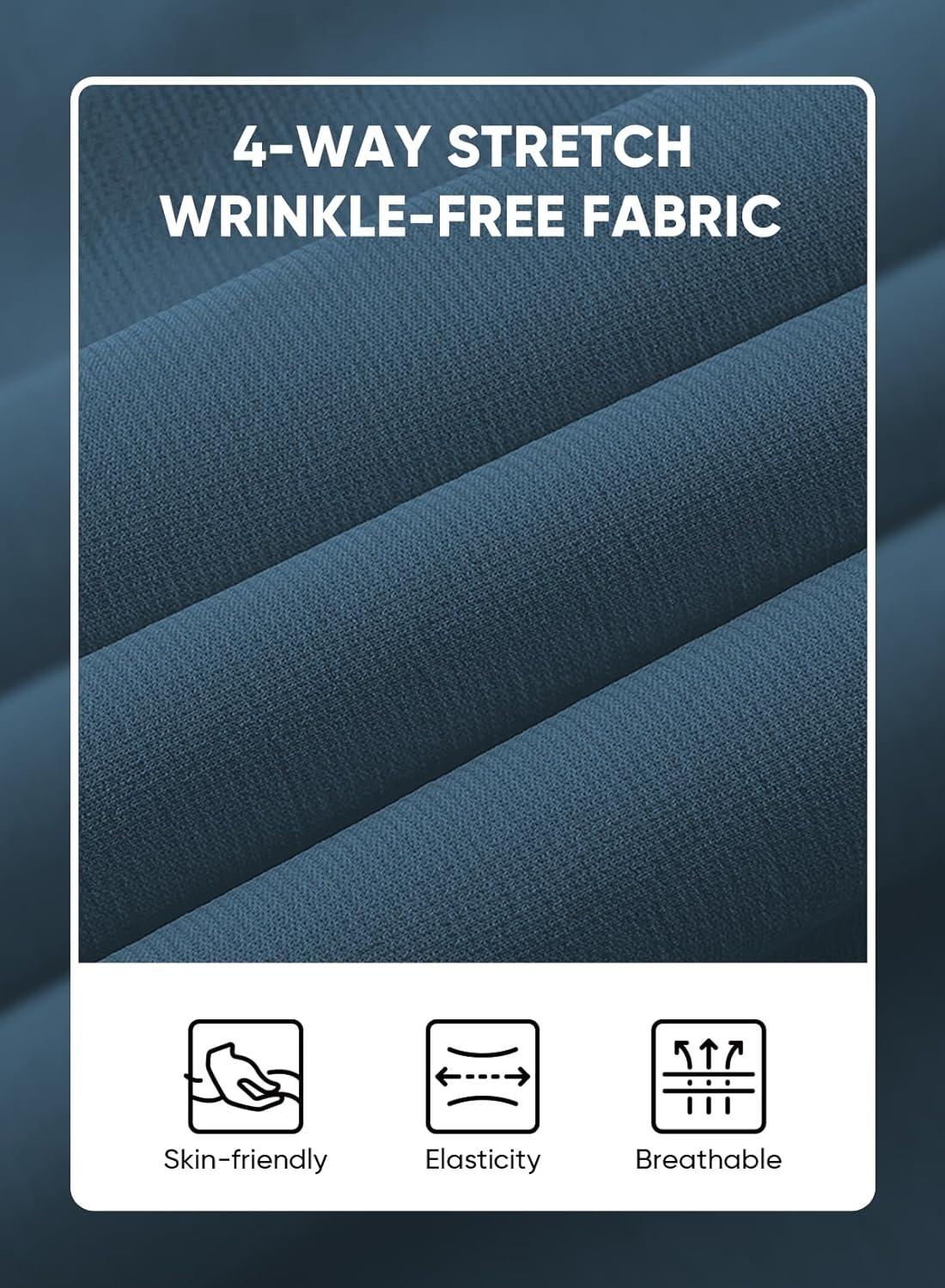 imageJMIERR Mens Muscle Fit Dress Shirts Summer Casual Button Down Short Sleeve High Stretch WrinkleFree ShirtE Blue 2