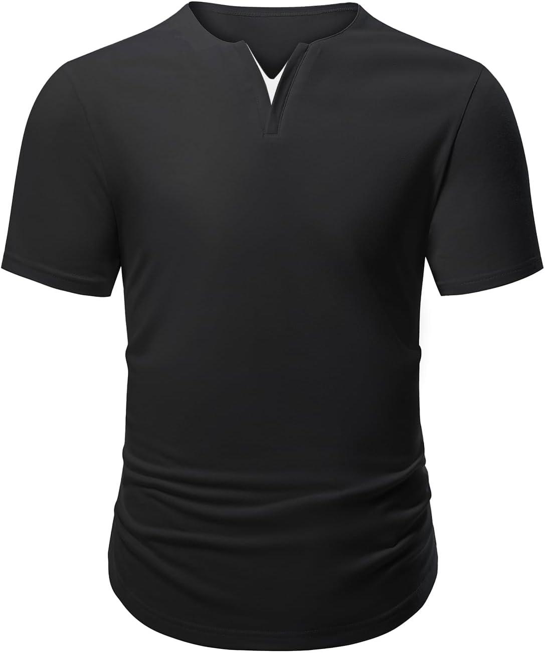 imageJMIERR Mens Muscle Slim T Shirts Summer V Neck Gym Shirt Casual Cotton Workout Athletic Longline Tees0 Black