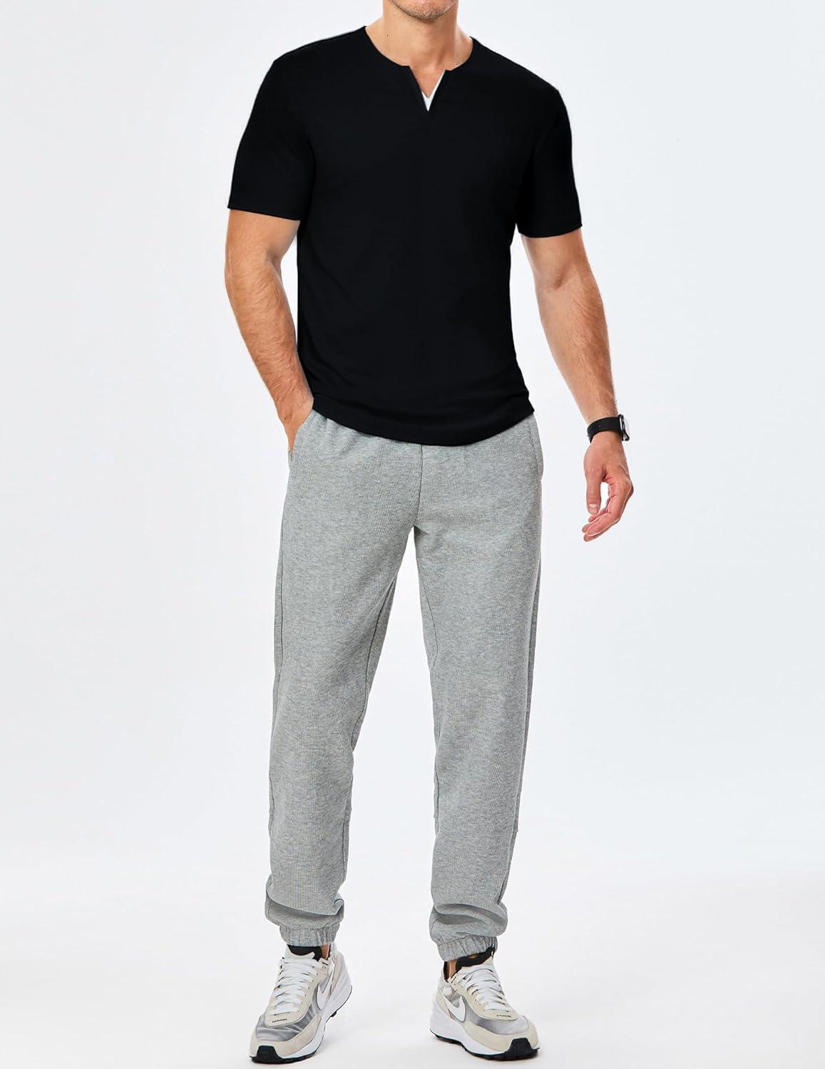 imageJMIERR Mens Muscle Slim T Shirts Summer V Neck Gym Shirt Casual Cotton Workout Athletic Longline Tees0 Black