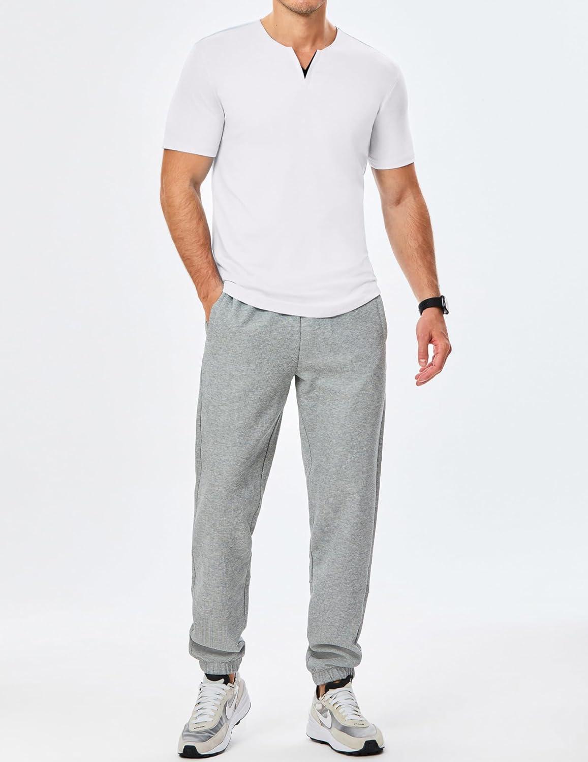 imageJMIERR Mens Muscle Slim T Shirts Summer V Neck Gym Shirt Casual Cotton Workout Athletic Longline Tees0 White