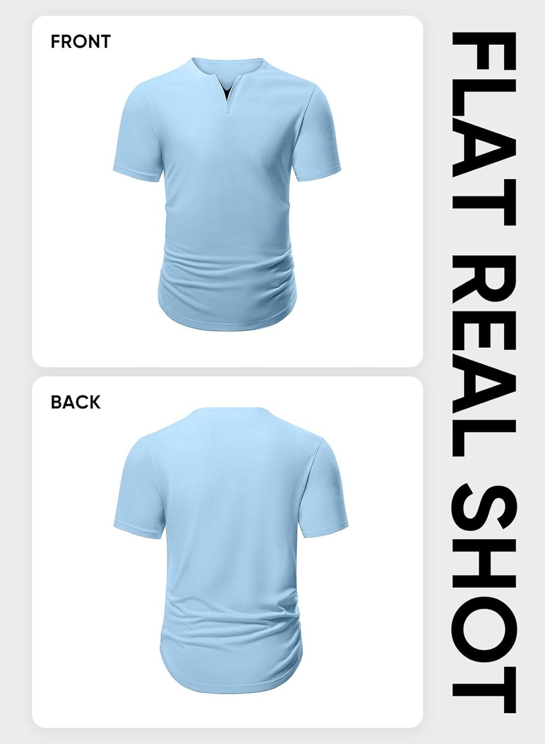 imageJMIERR Mens Muscle Slim T Shirts Summer V Neck Gym Shirt Casual Cotton Workout Athletic Longline TeesA Blue