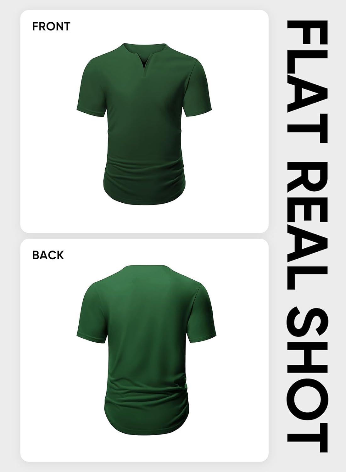 imageJMIERR Mens Muscle Slim T Shirts Summer V Neck Gym Shirt Casual Cotton Workout Athletic Longline TeesD Dark Green