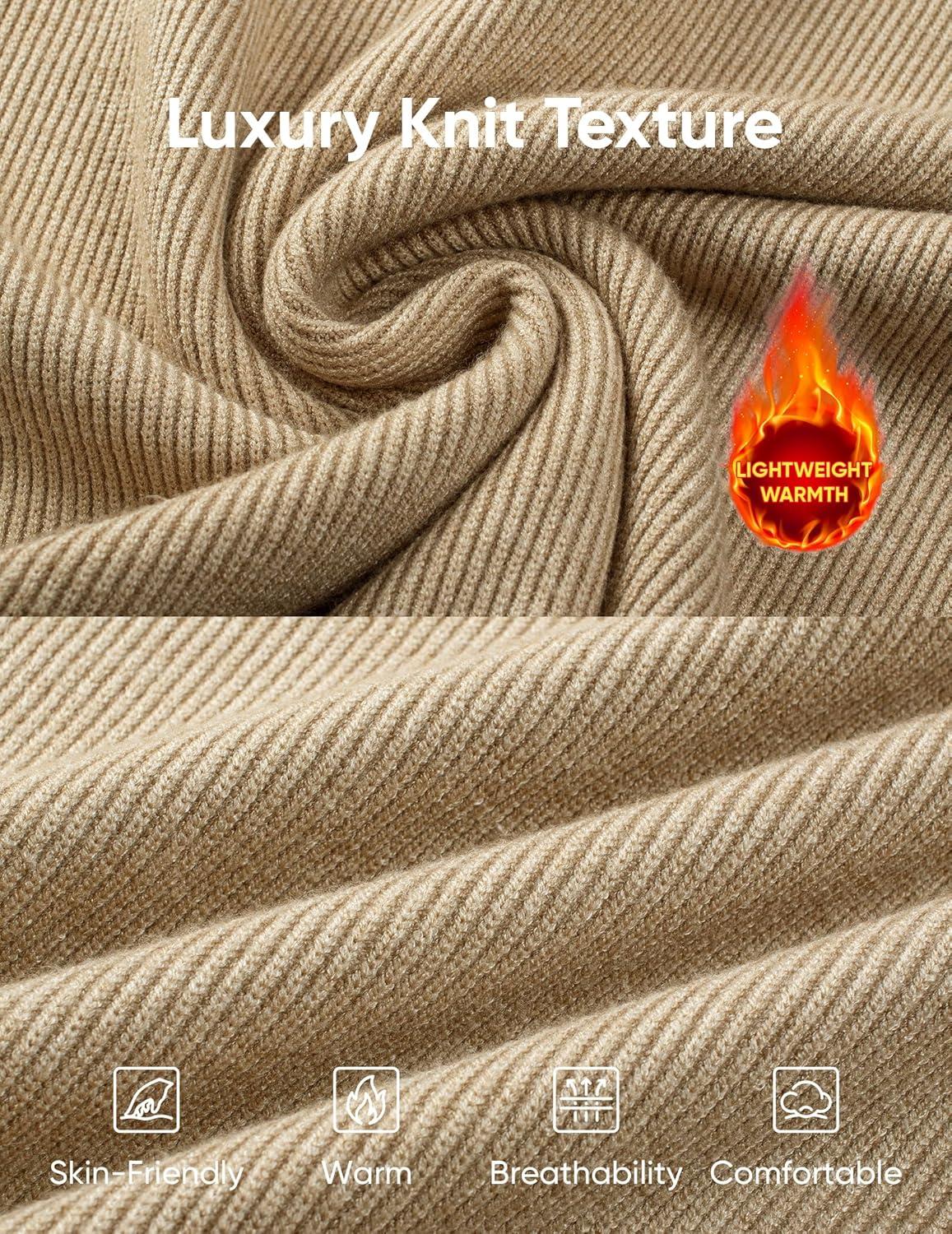 imageJMIERR Mens Quarter Zip Pullover Sweaters Casual Long Sleeve Fall Knit Texture SweaterBeige