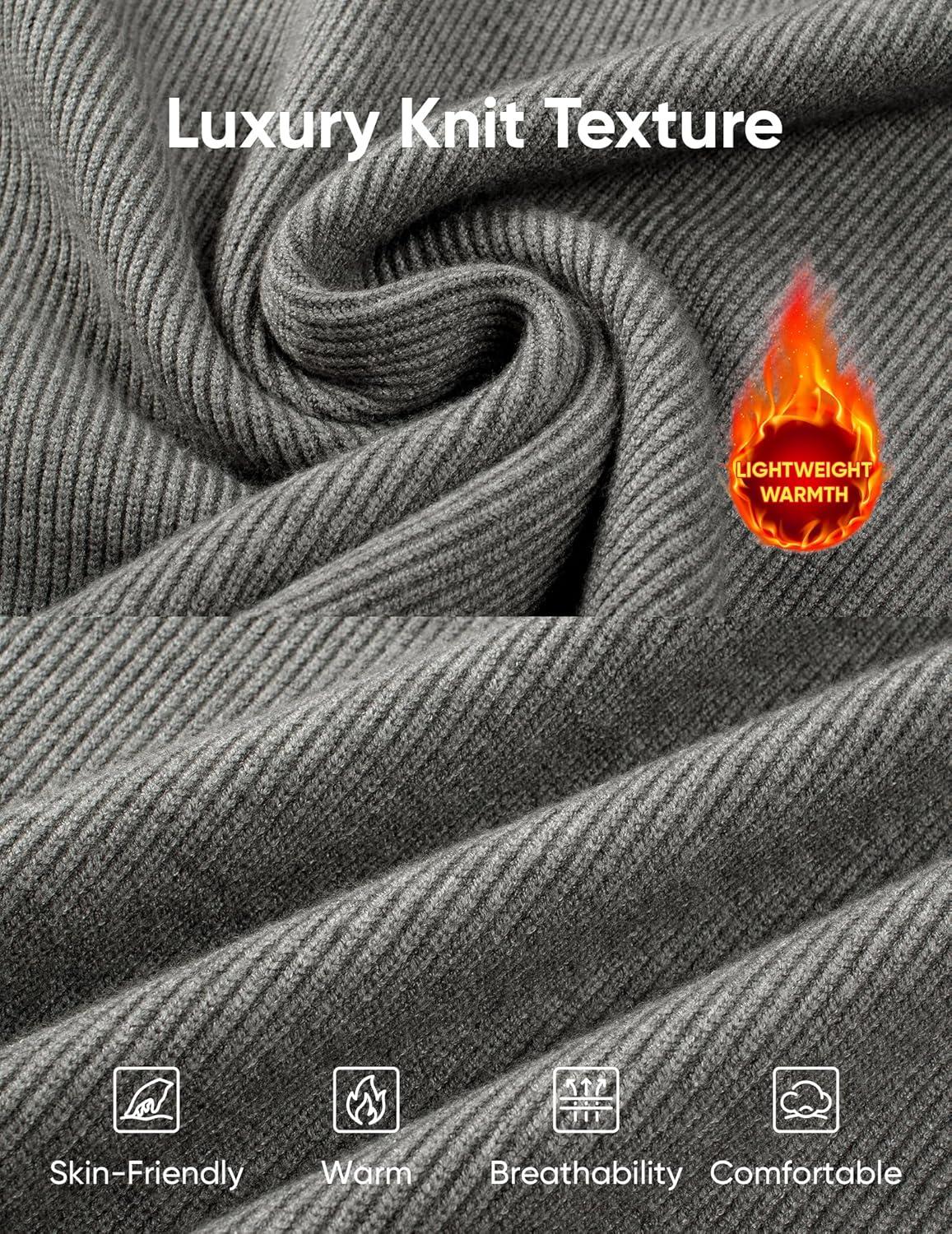 imageJMIERR Mens Quarter Zip Pullover Sweaters Casual Long Sleeve Fall Knit Texture SweaterGrey