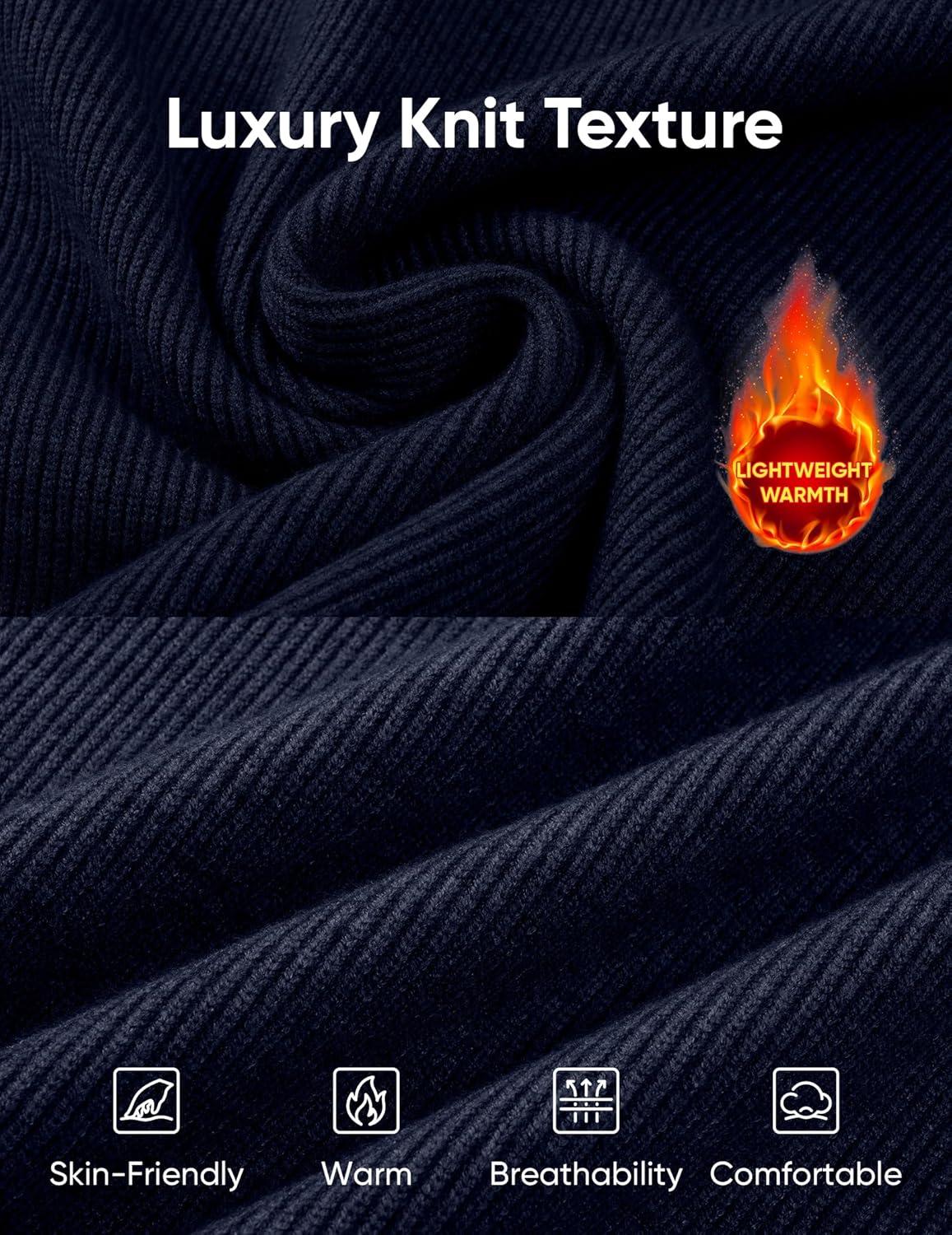 imageJMIERR Mens Quarter Zip Pullover Sweaters Casual Long Sleeve Fall Knit Texture SweaterNavy Blue