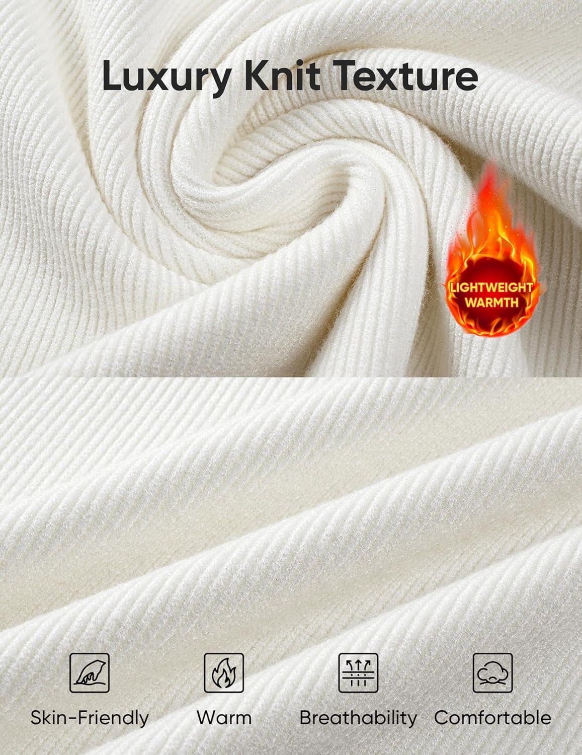 imageJMIERR Mens Quarter Zip Pullover Sweaters Casual Long Sleeve Fall Knit Texture SweaterWhite