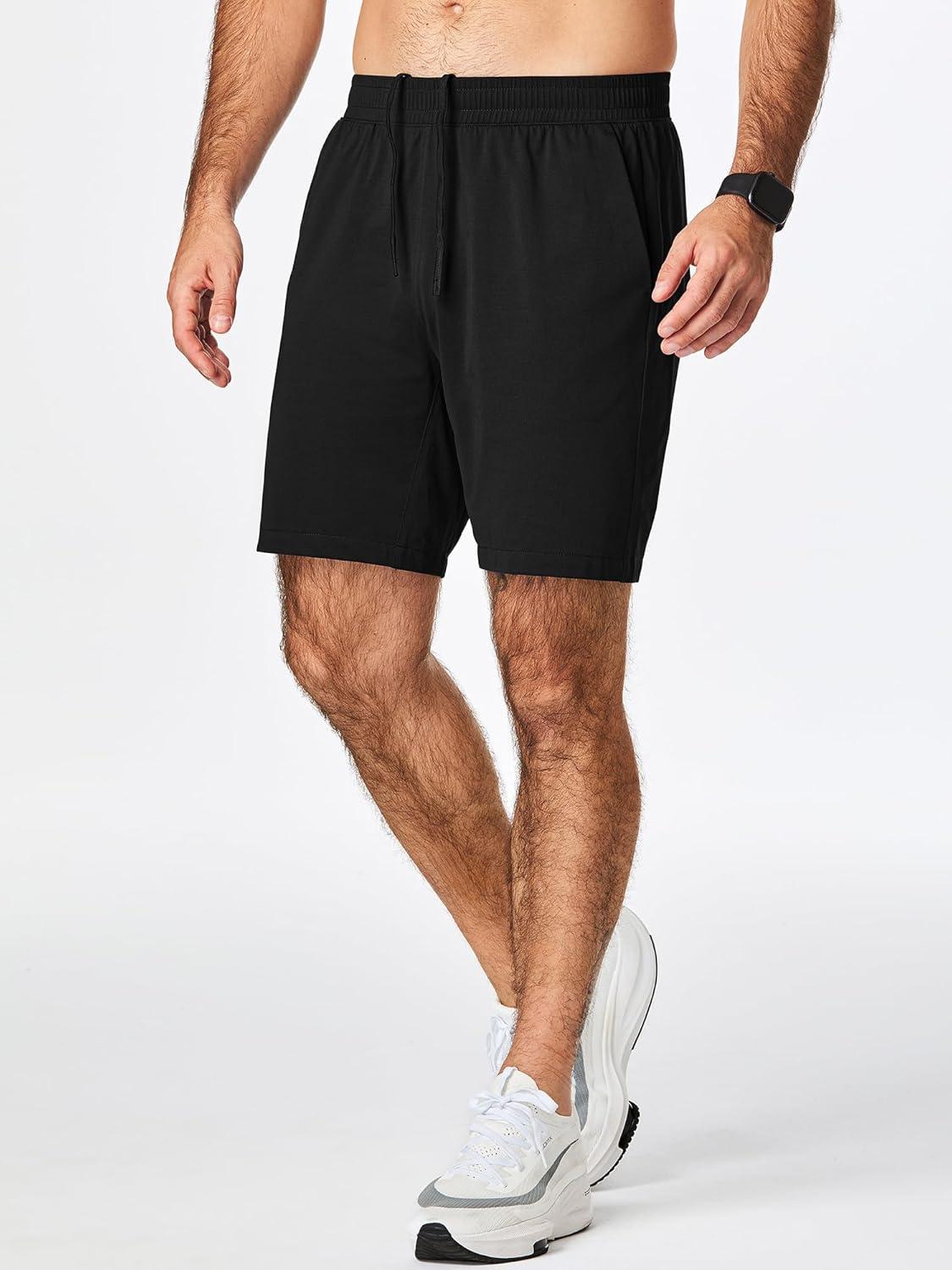 imageJMIERR Mens Running Shorts 7 Inch Lightweight Quick Dry Workout Summer Athletic Gym Shorts with Zipper PocketBlack