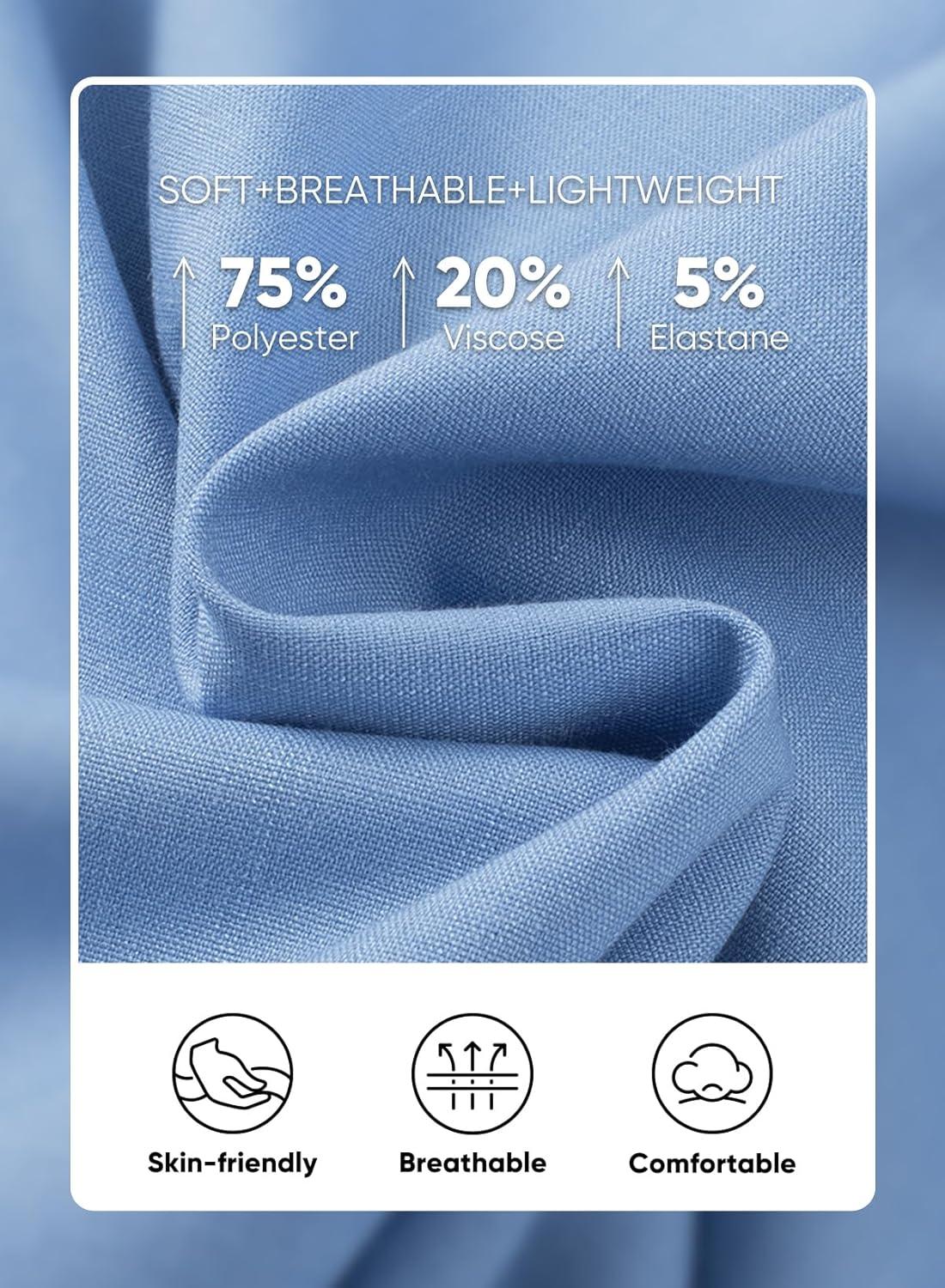 imageJMIERR Mens Short Sleeve Linen Henley Shirts Casual Button Down Shirt Summer Beach Wear with PocketSky Blue