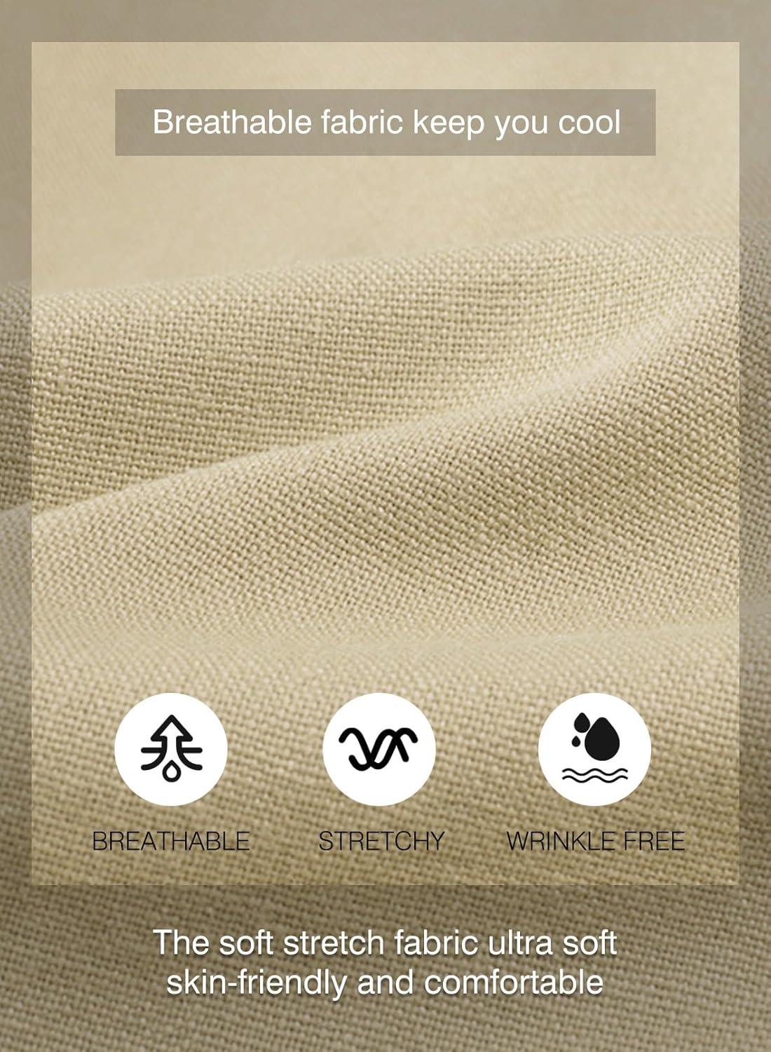 imageJMIERR Mens Shorts Linen Cotton 7quot Casual Elastic Waist Drawstring Lightweight Summer Beach Shorts with PocketsA1 Khaki