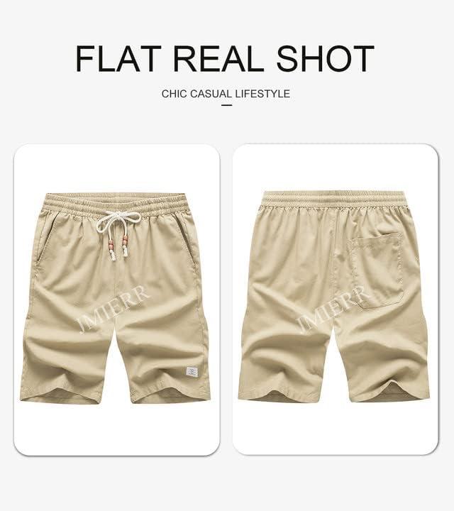 imageJMIERR Mens Shorts Linen Cotton 7quot Casual Elastic Waist Drawstring Lightweight Summer Beach Shorts with PocketsA1 Khaki