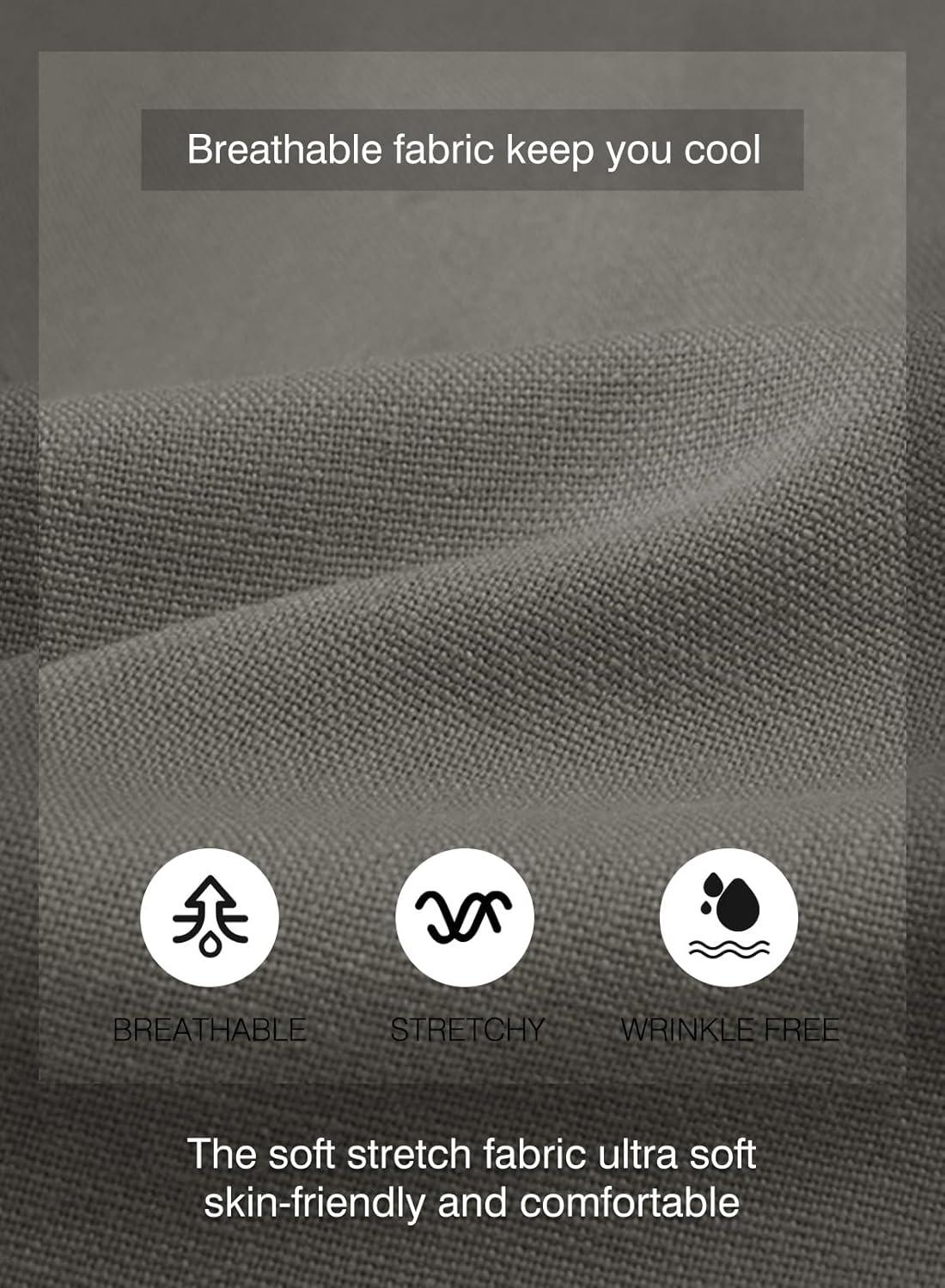 imageJMIERR Mens Shorts Linen Cotton 7quot Casual Elastic Waist Drawstring Lightweight Summer Beach Shorts with PocketsGrey