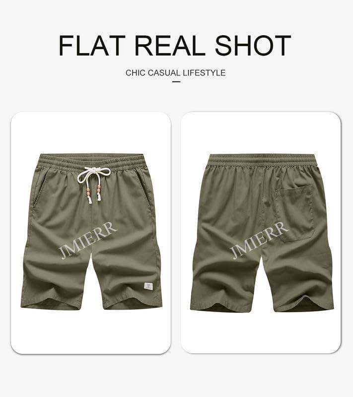 imageJMIERR Mens Shorts Linen Cotton 7quot Casual Elastic Waist Drawstring Lightweight Summer Beach Shorts with PocketsLaurel Green