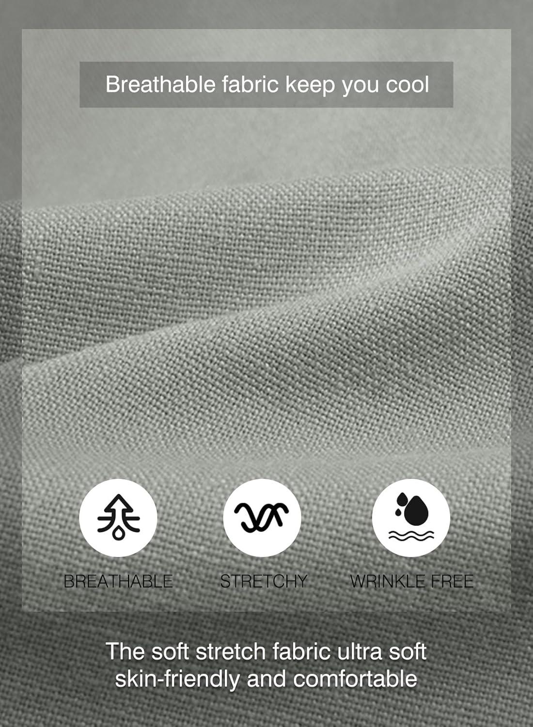 imageJMIERR Mens Shorts Linen Cotton 7quot Casual Elastic Waist Drawstring Lightweight Summer Beach Shorts with PocketsLight Grey Medium