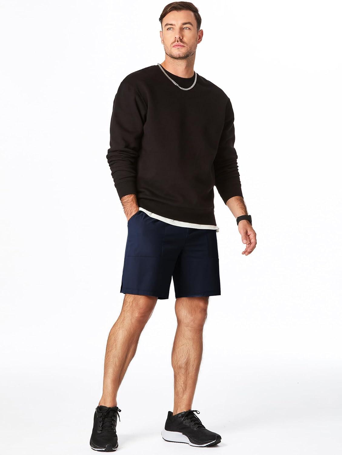 imageJMIERR Mens Shorts Running Athletic Shorts Waterproof Quick Dry 7quot Gym Workout Breathable ShortsA Blue