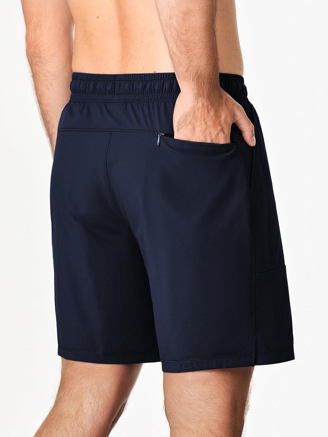 imageJMIERR Mens Shorts Running Athletic Shorts Waterproof Quick Dry 7quot Gym Workout Breathable ShortsA Blue