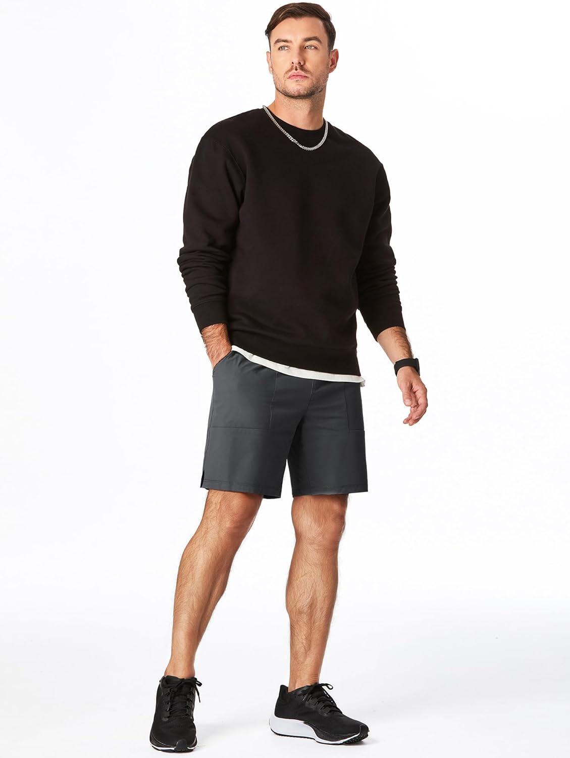 imageJMIERR Mens Shorts Running Athletic Shorts Waterproof Quick Dry 7quot Gym Workout Breathable ShortsA Dark Grey