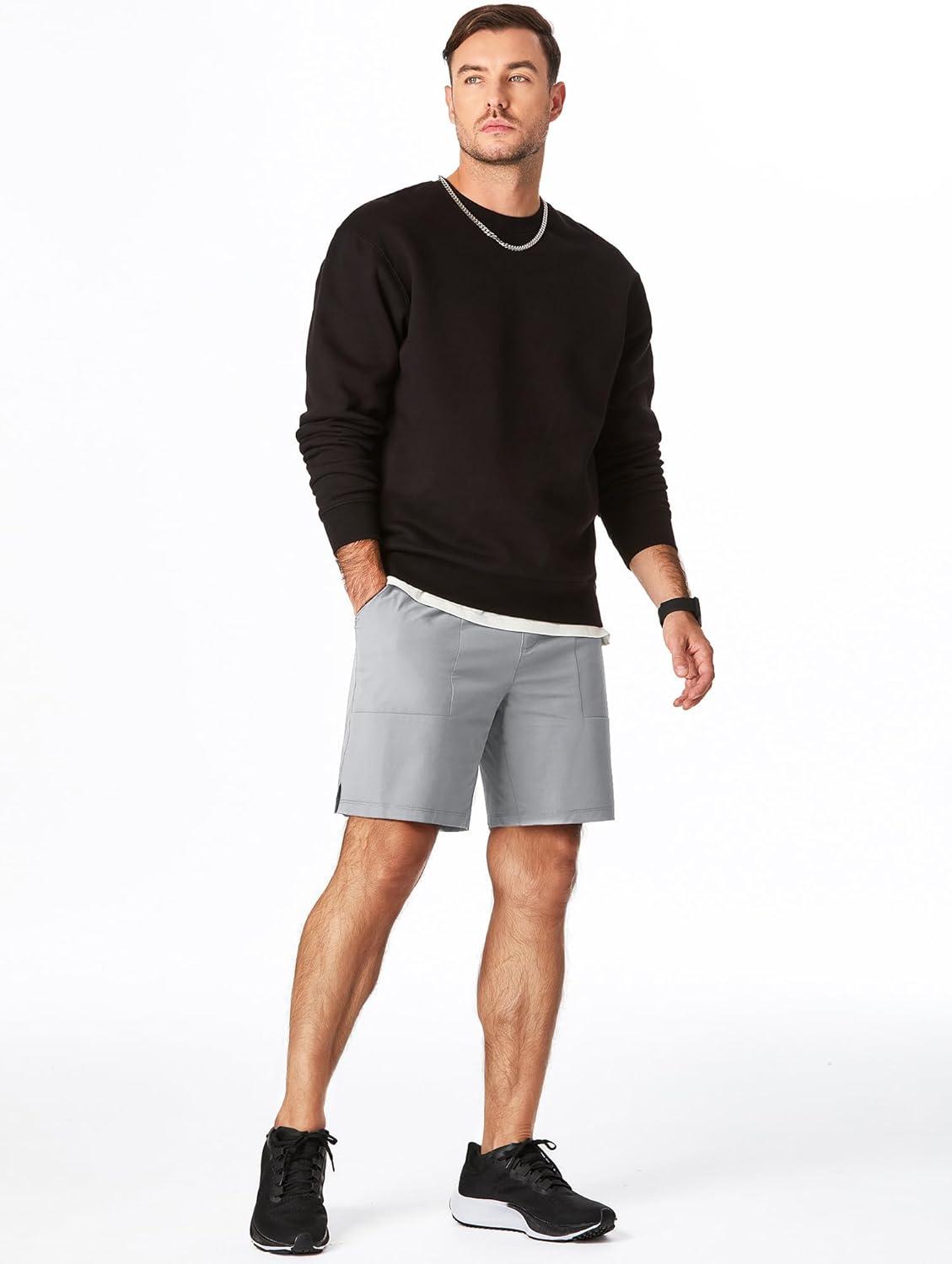 imageJMIERR Mens Shorts Running Athletic Shorts Waterproof Quick Dry 7quot Gym Workout Breathable ShortsA Grey 1