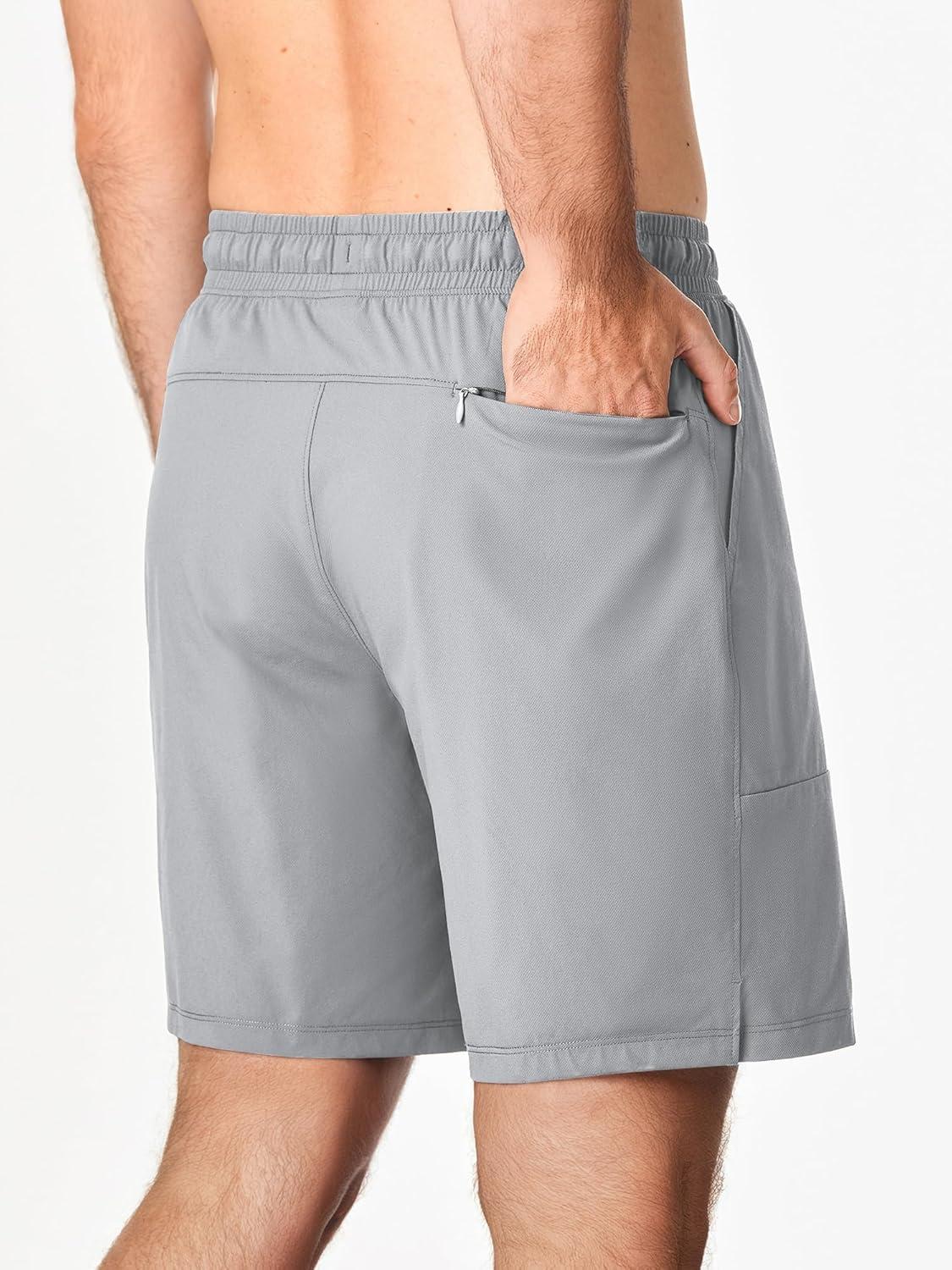 imageJMIERR Mens Shorts Running Athletic Shorts Waterproof Quick Dry 7quot Gym Workout Breathable ShortsA Grey 1