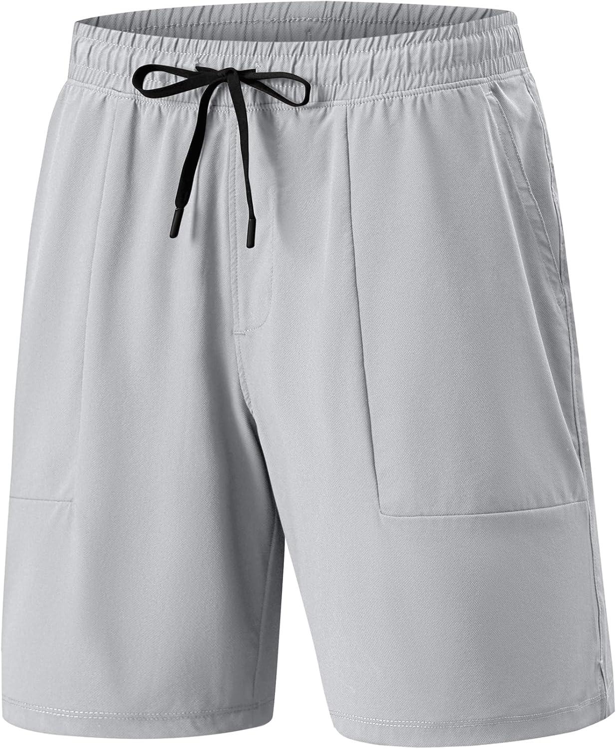 imageJMIERR Mens Shorts Running Athletic Shorts Waterproof Quick Dry 7quot Gym Workout Breathable ShortsA Grey 1