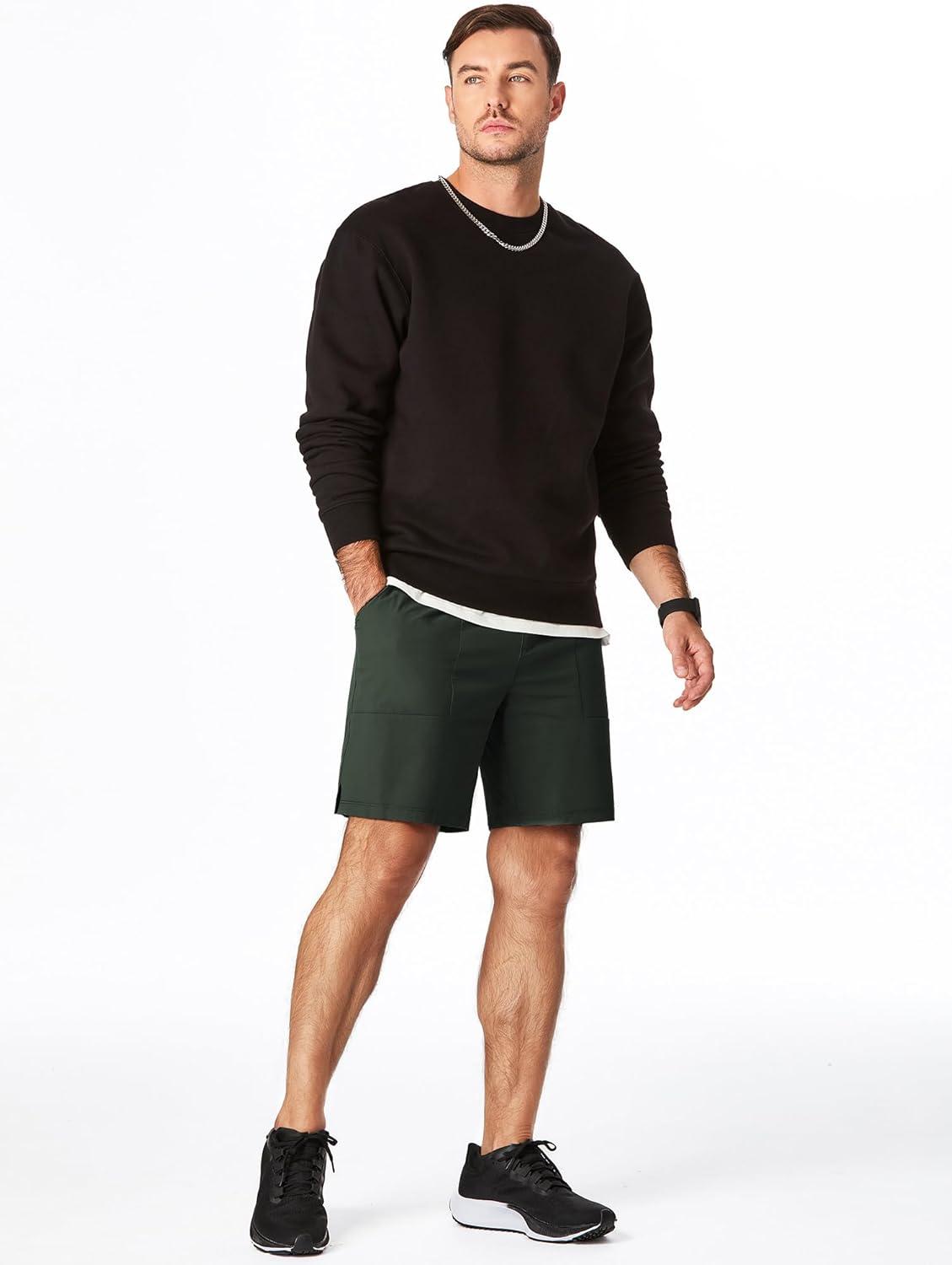 imageJMIERR Mens Shorts Running Athletic Shorts Waterproof Quick Dry 7quot Gym Workout Breathable ShortsB Green