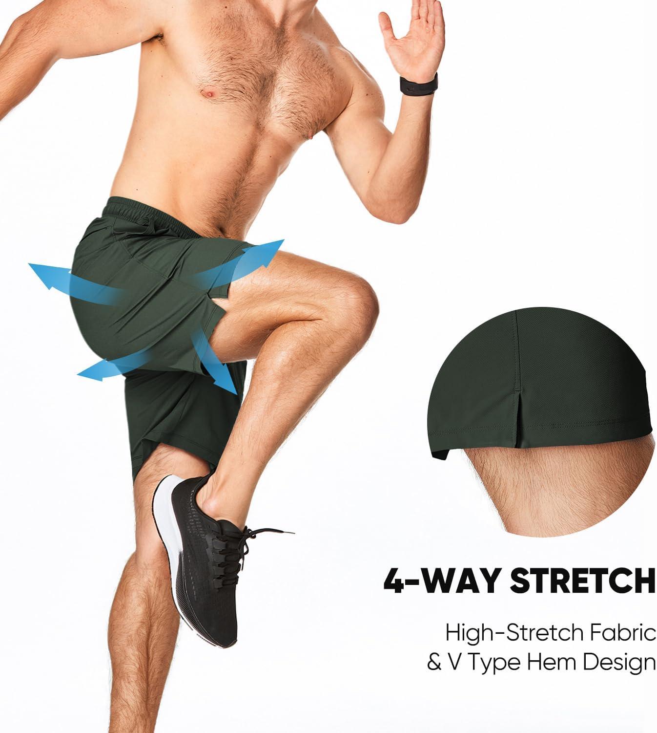 imageJMIERR Mens Shorts Running Athletic Shorts Waterproof Quick Dry 7quot Gym Workout Breathable ShortsB Green