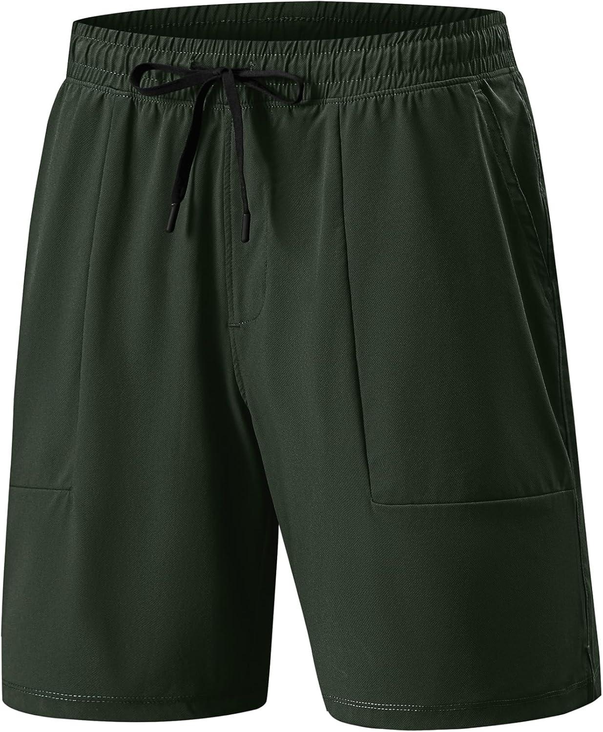 imageJMIERR Mens Shorts Running Athletic Shorts Waterproof Quick Dry 7quot Gym Workout Breathable ShortsB Green