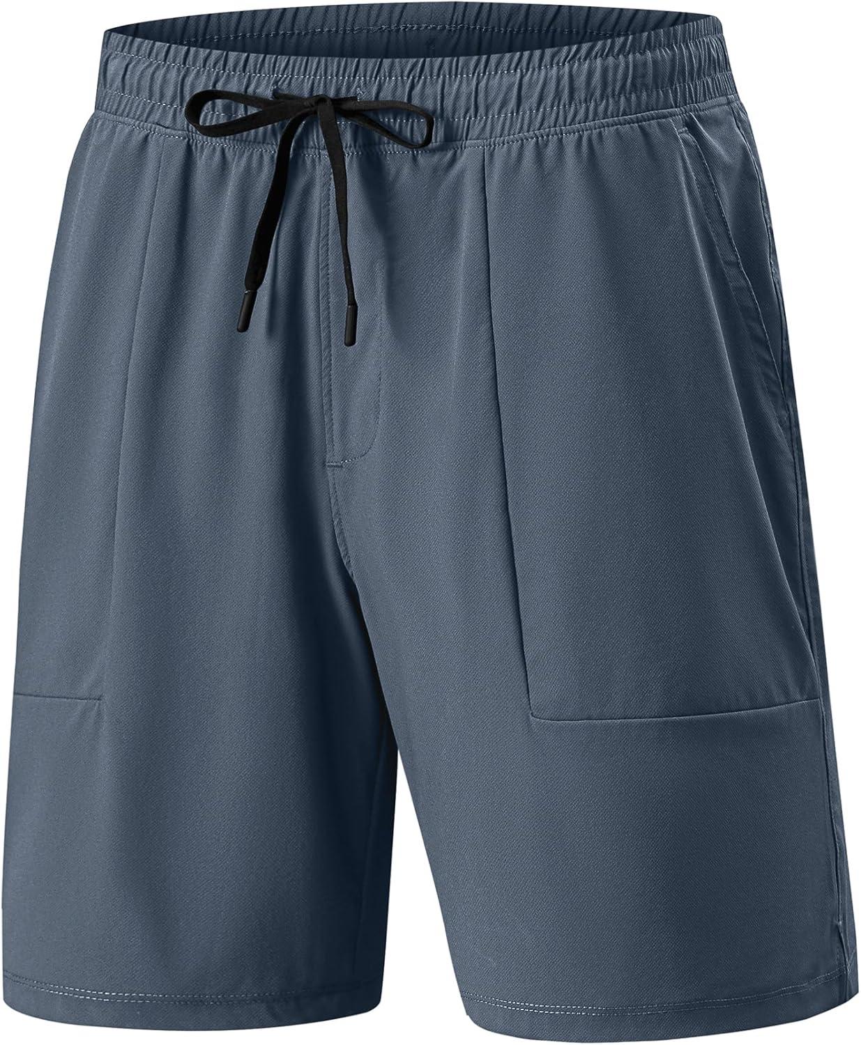 imageJMIERR Mens Shorts Running Athletic Shorts Waterproof Quick Dry 7quot Gym Workout Breathable ShortsB Light Blue