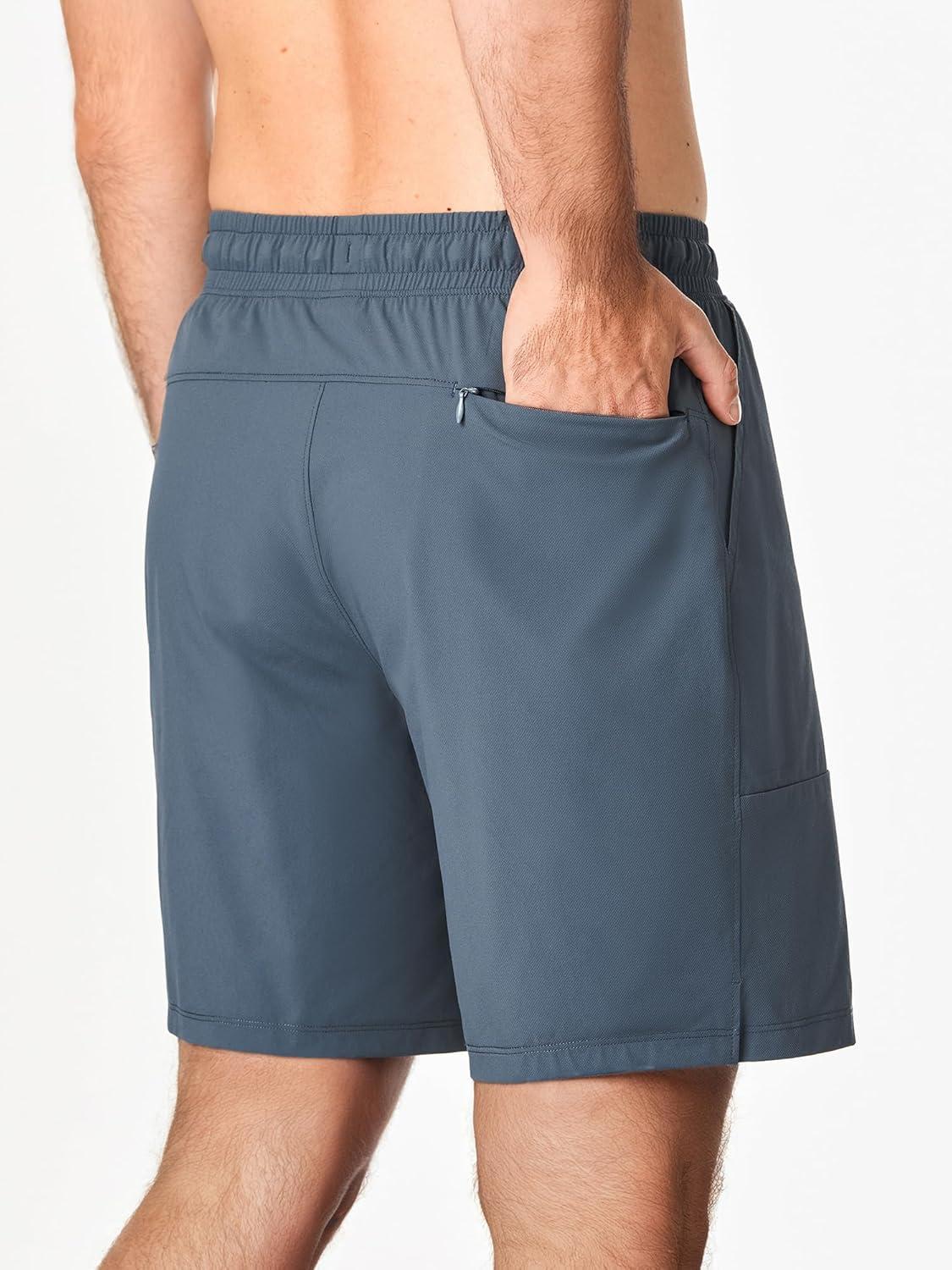 imageJMIERR Mens Shorts Running Athletic Shorts Waterproof Quick Dry 7quot Gym Workout Breathable ShortsB Light Blue